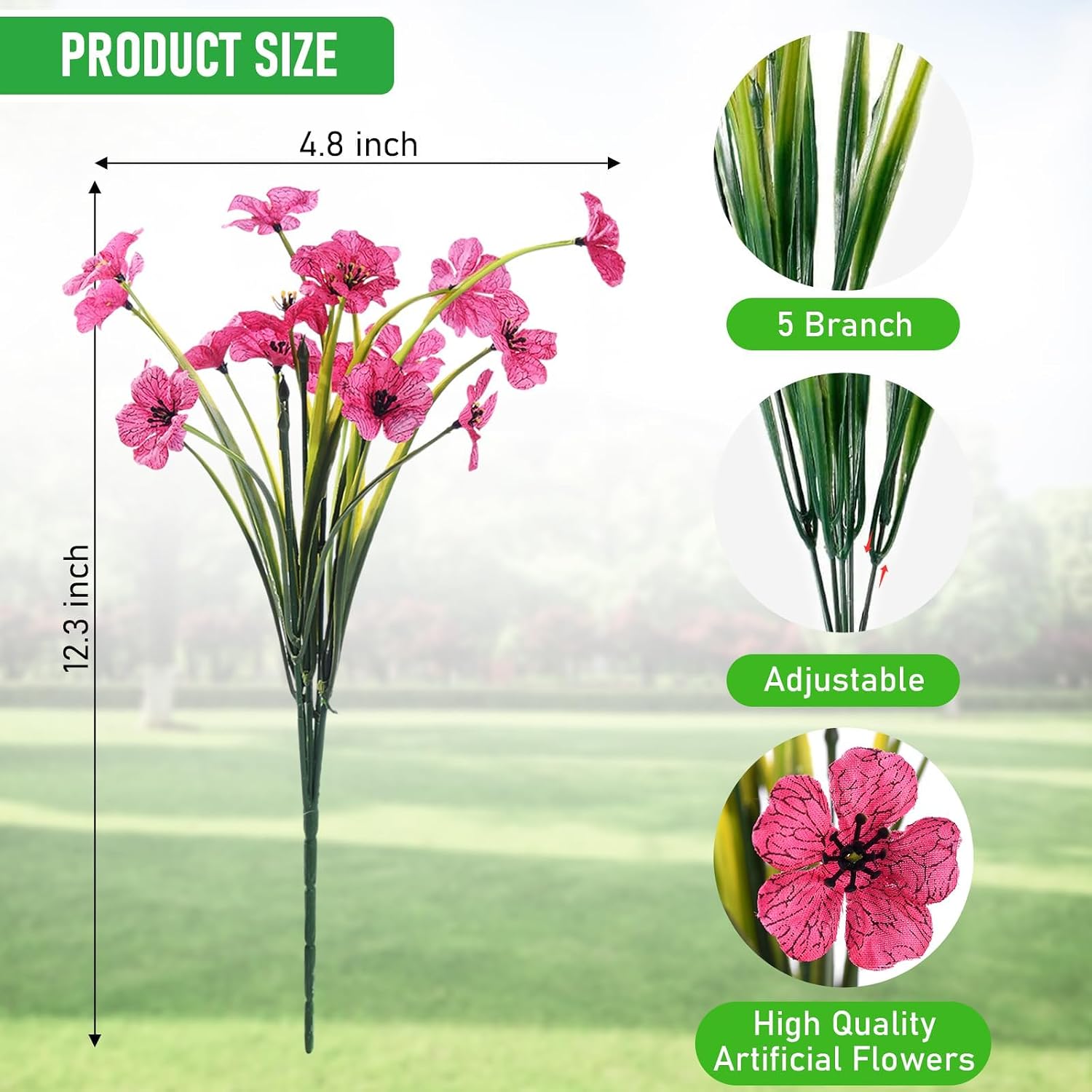 Thumbnail 4 de Powbrace 22-Pack Artificial Flowers (UV-Resistant Faux Silk Flowers) for Outdoor & Indoor Planters
