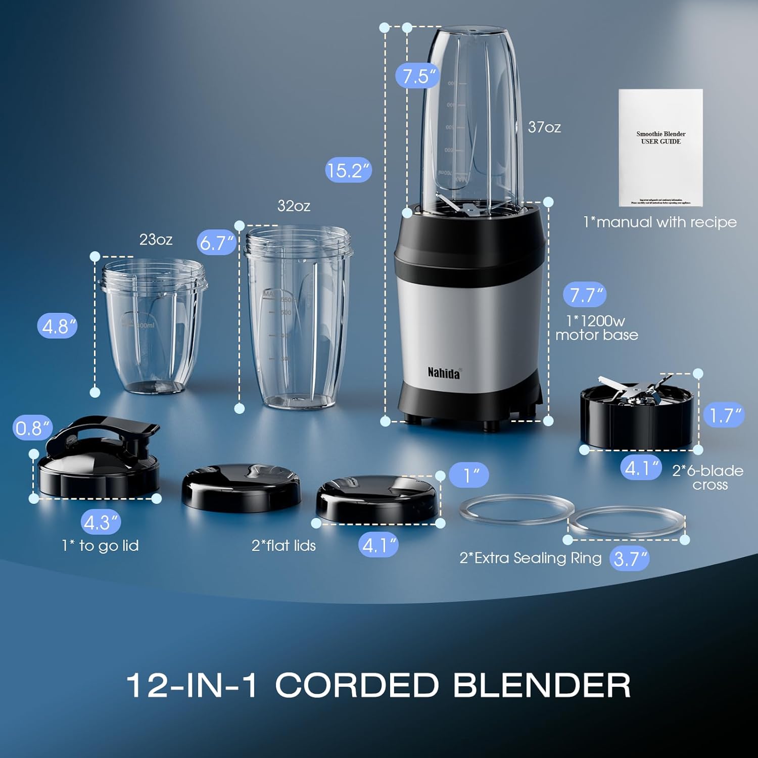 Thumbnail 6 de Nahida Blender 1200W Smoothie Maker 🍹