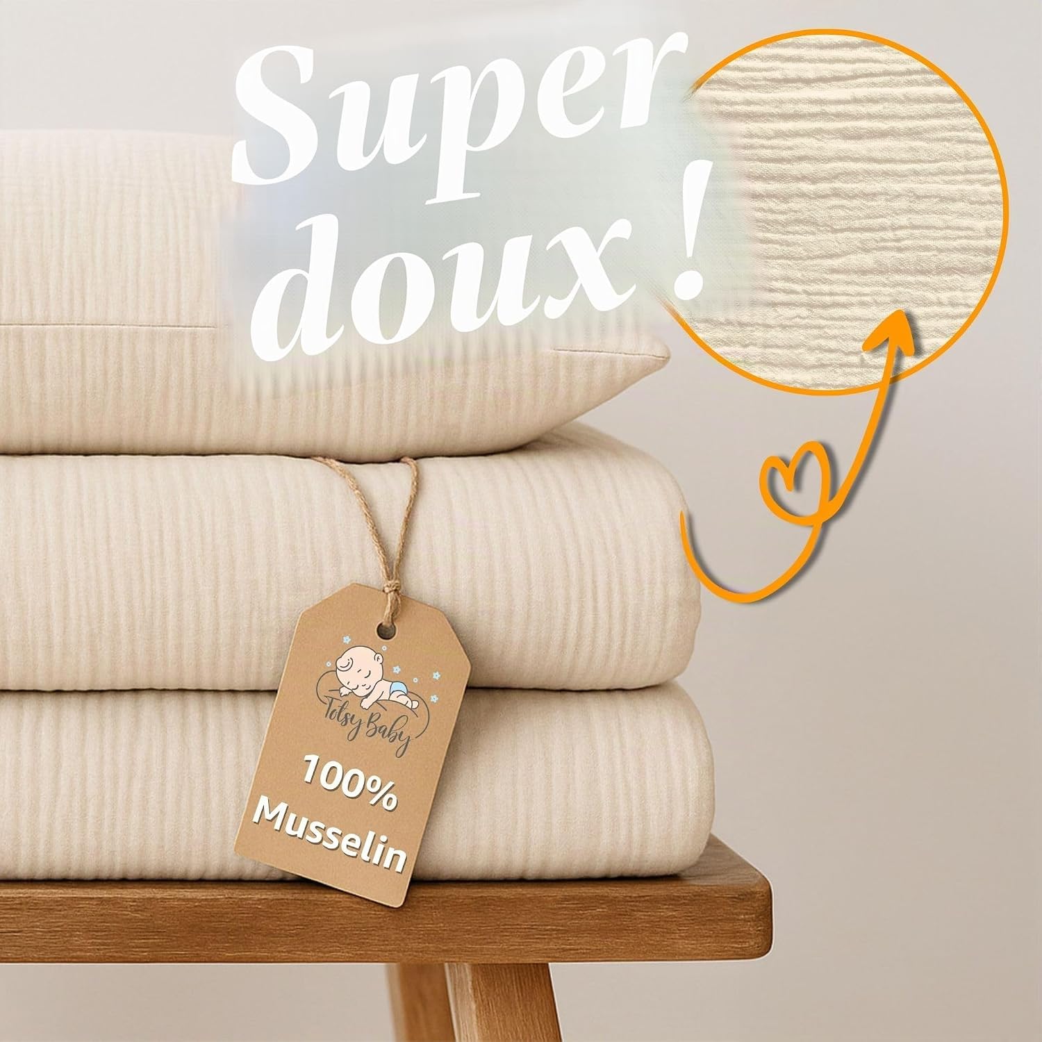 Thumbnail 3 de Totsy Baby Mousseline Housse de Couette Enfant 100x135cm – Linge de lit en coton mousseline certifié Öko-Tex
