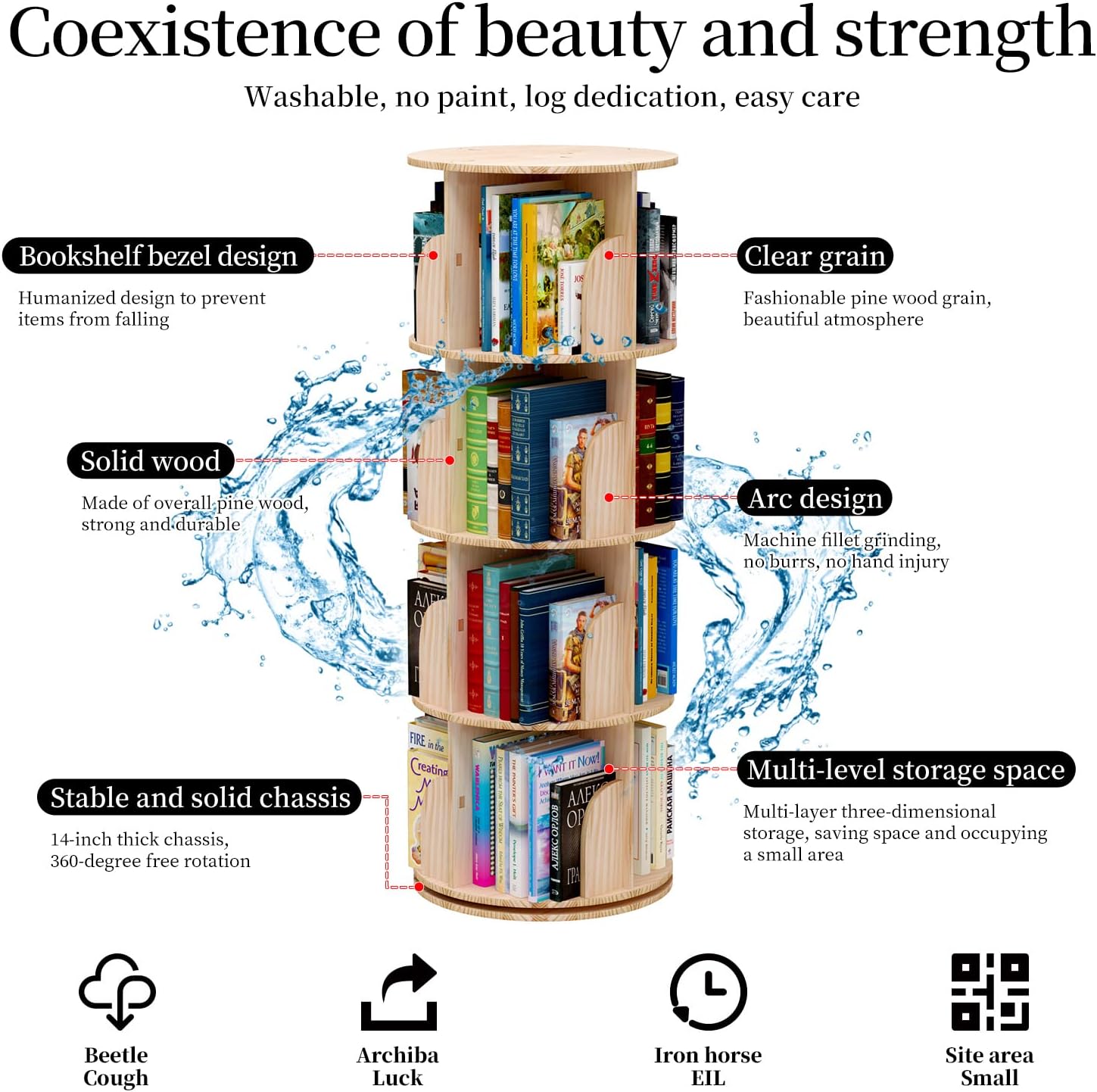 Detalle 1 de Drehbares Bücherregal mit 360 Grad