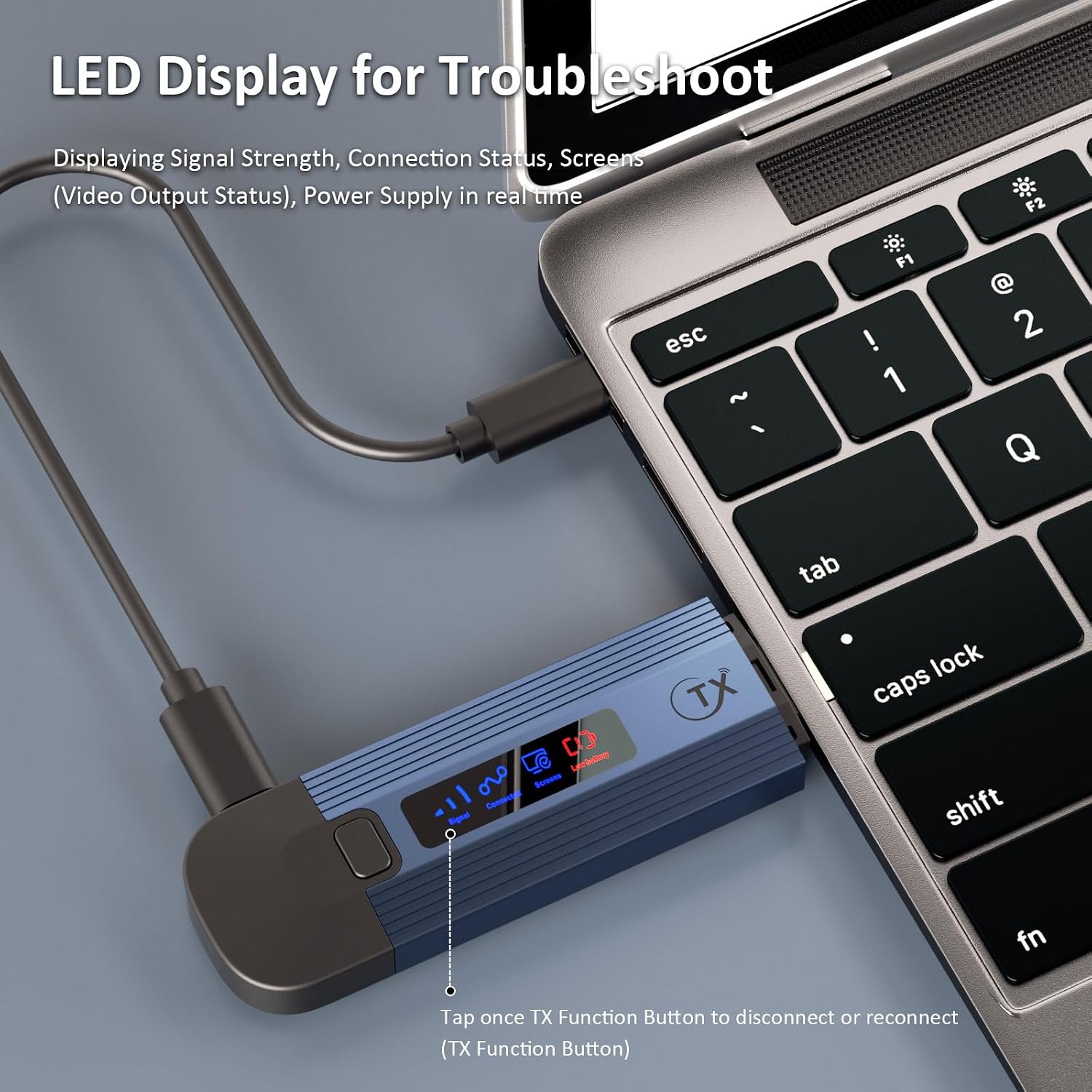 Detalle de Wireless HDMI Transmitter & Receiver 4K: Plug & Play, Metal Build with LED Display
