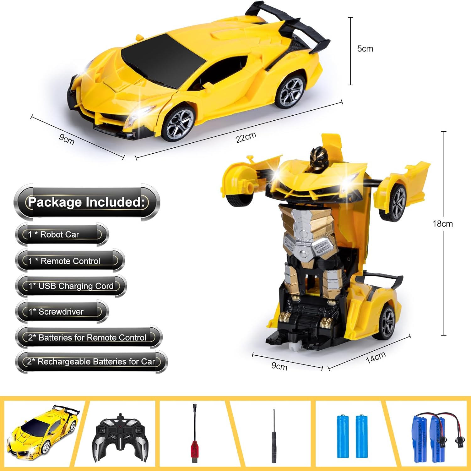 Detalle de Yellcetoy YE866 – transformujący samochód-robot z gestami i oświetleniem LED