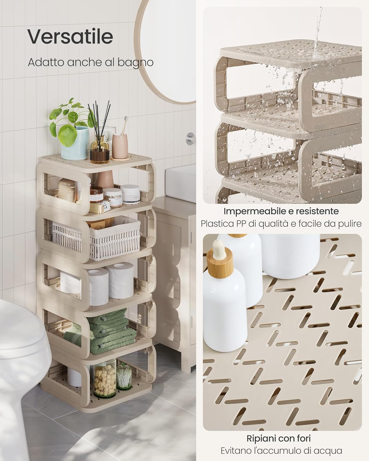 Thumbnail 4 de SONGMICS Scarpiera Salvaspazio Slim, 10 Scomparti – Beige Cappuccino LPC038K01
