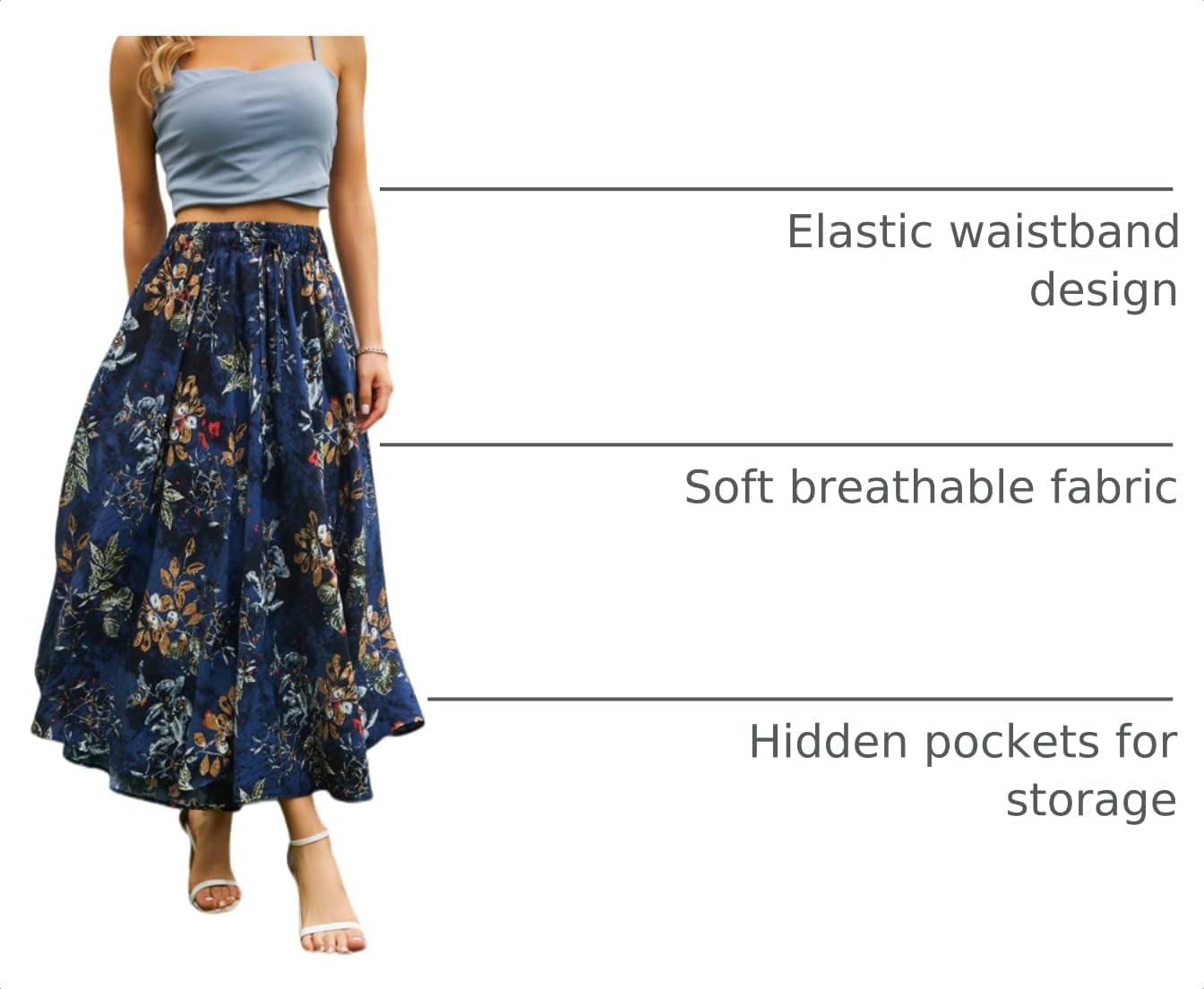 Detalle 2 de Abaadlw Women's Maxi Skirt