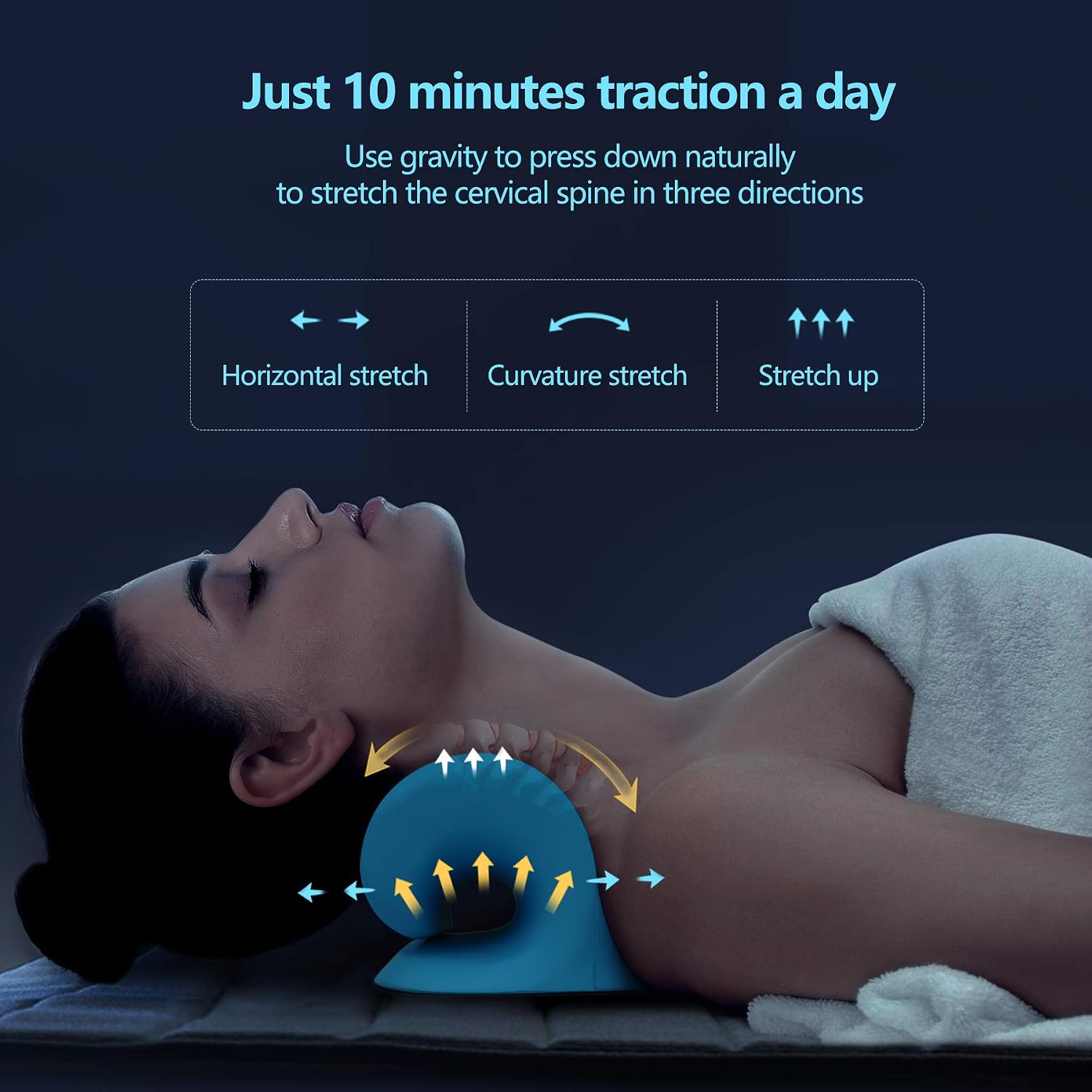 Detalle de Cozyhealth Nackendehner C-Shaped Neck Traction Pillow, Blue Foam