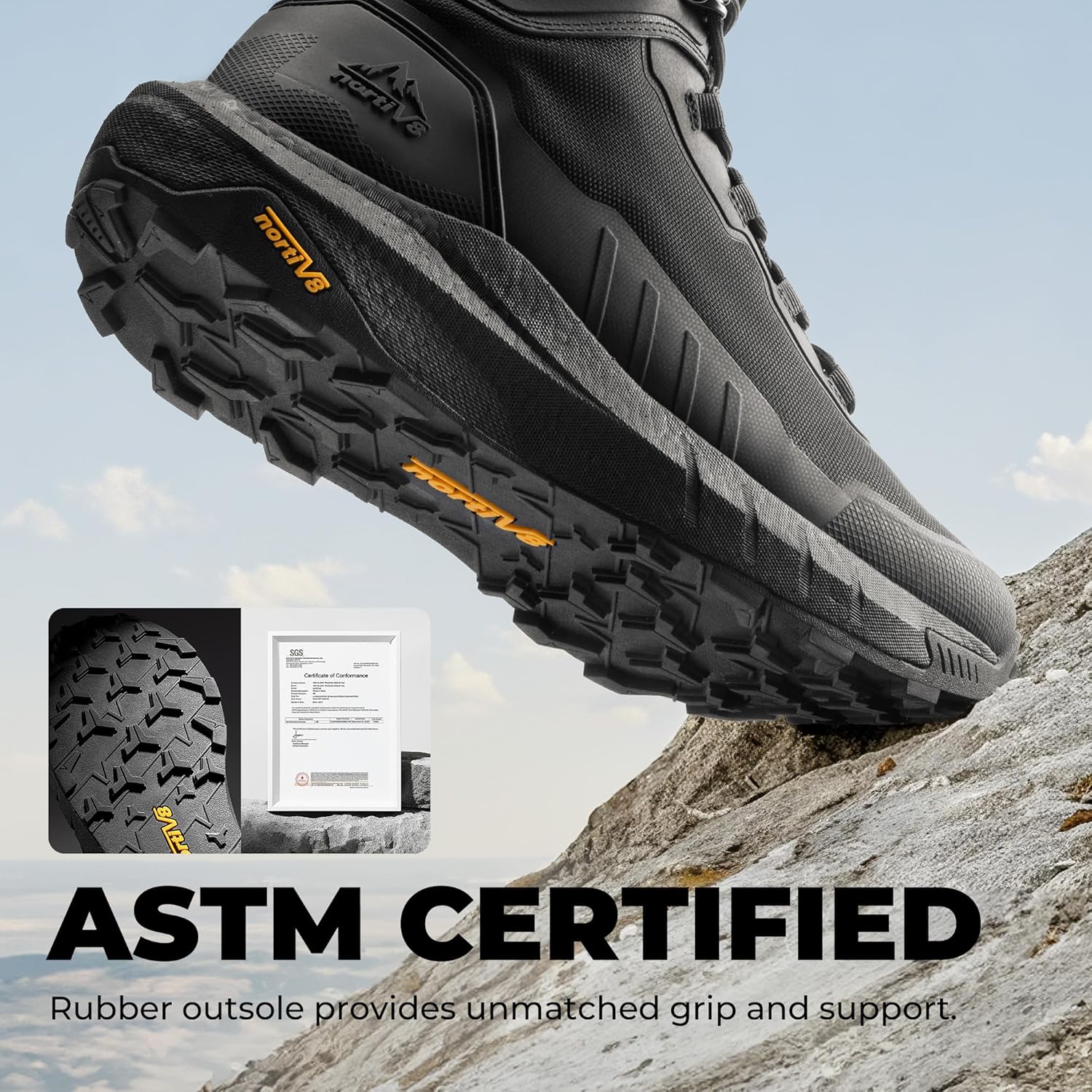 Thumbnail 3 de NORTIV 8 Men's Tactical Hiking Boots with Inside Zip and Cushioned Sole