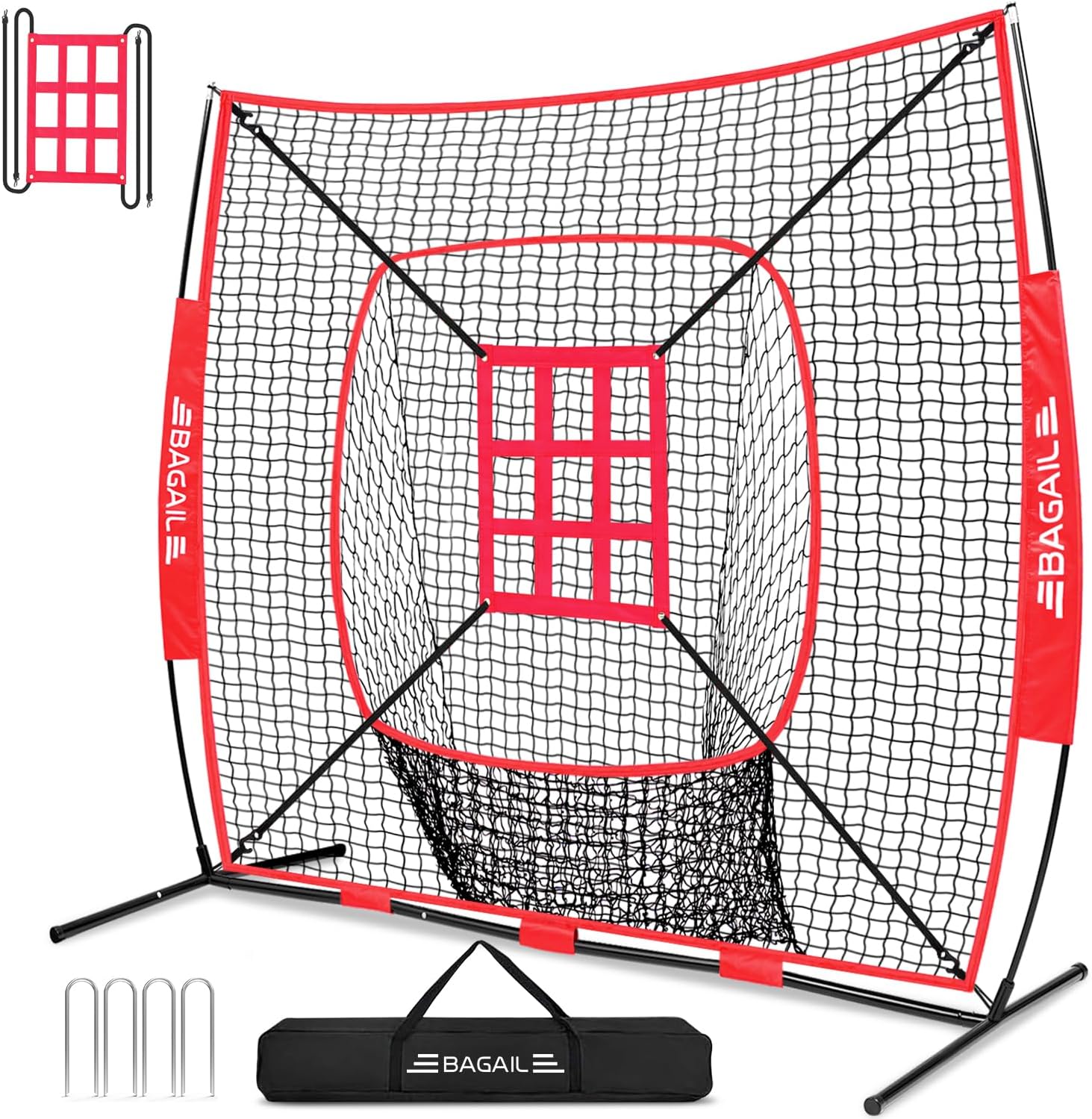 Detalle de BAGAIL Baseball Practice Net, 7 x 7 ft