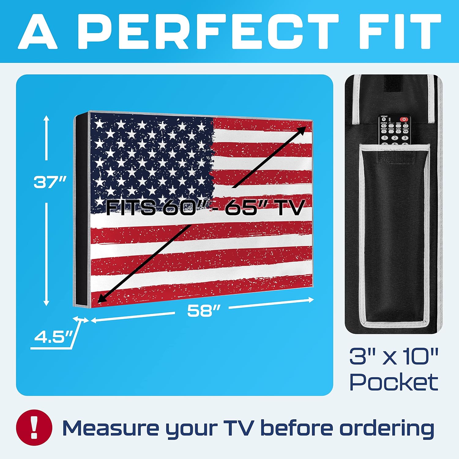 Detalle 2 de Garnetics Outdoor TV Cover 65 Inch (Waterproof, Weatherproof) with Smart Shield Screen Protectors