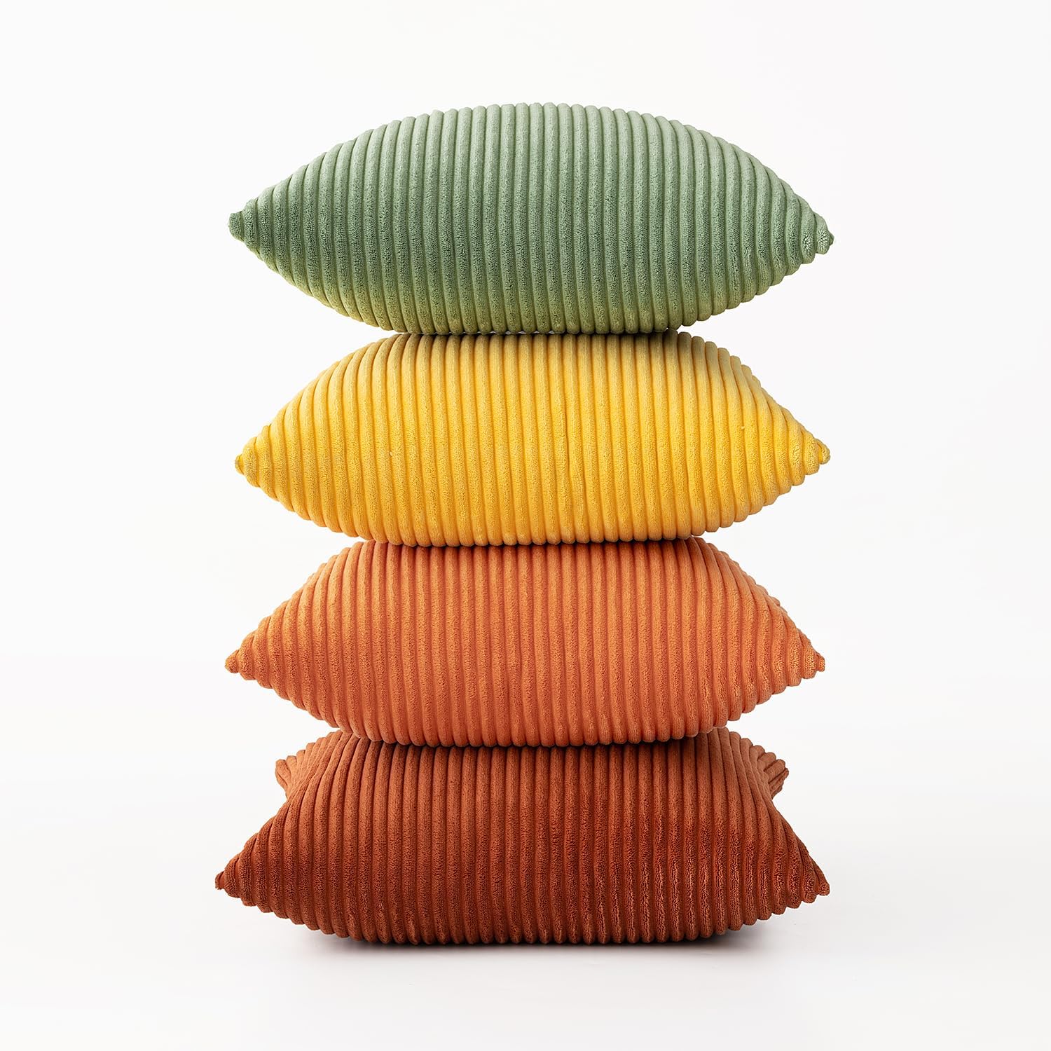 Thumbnail 6 de MIULEE Corduroy Cushion Covers: Soft 40x40 cm Pack of 4 in Orange & Green