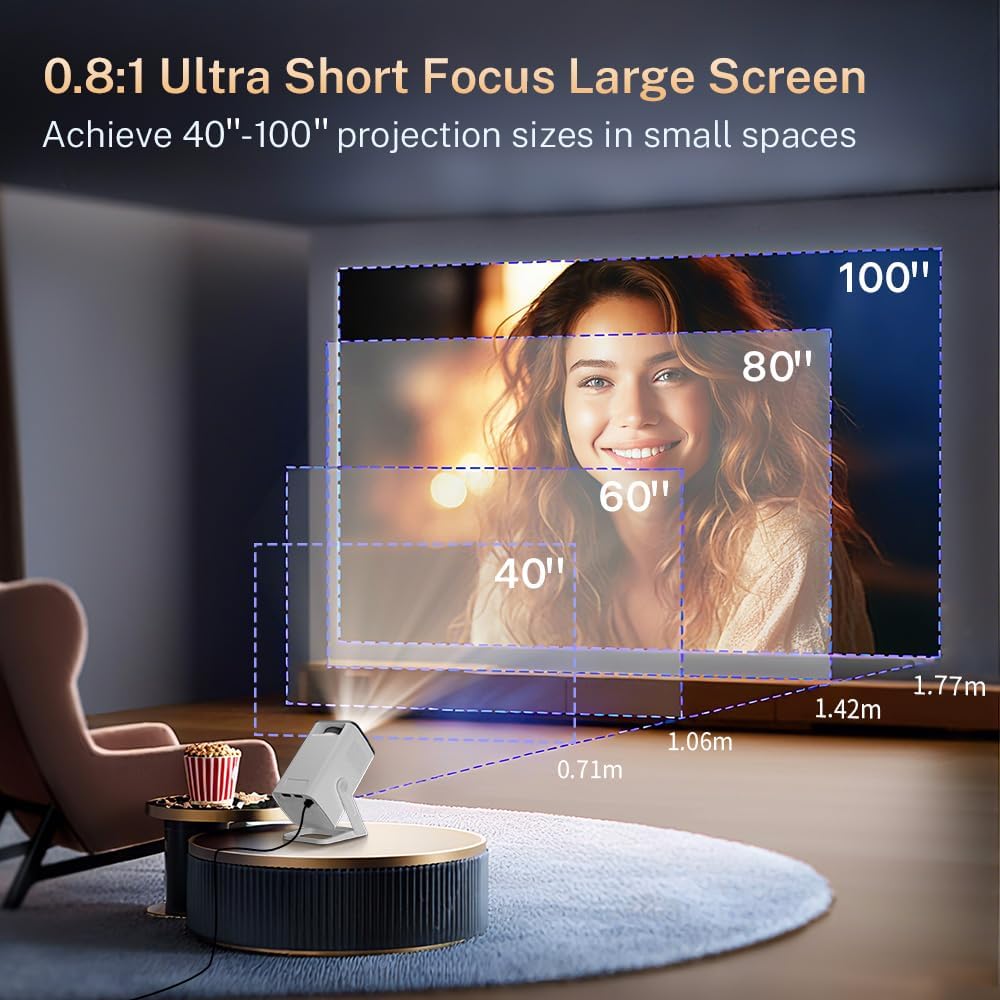 Detalle de LYNCast V300 Mini Projector with WiFi 6, BT 5.4, Android 14, and 4K Support
