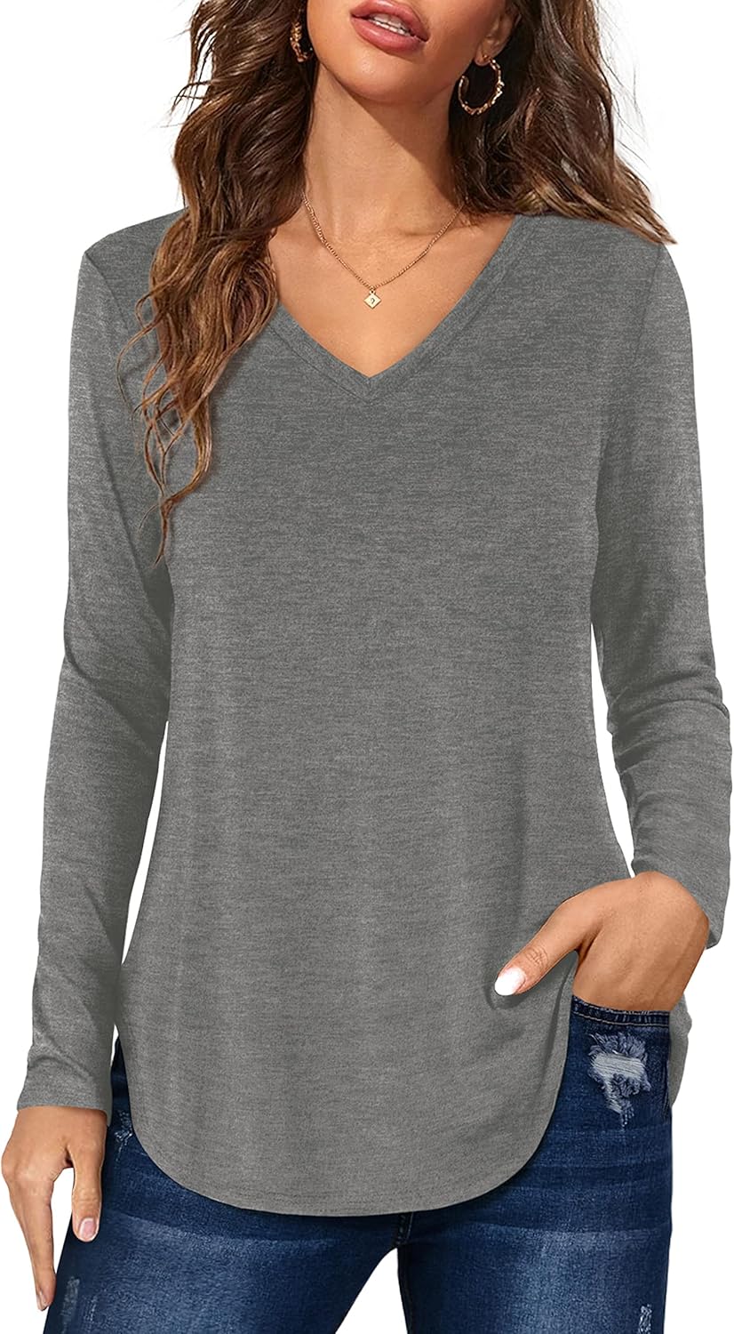 Detalle de Florboom Women’s Henley Neck Long Sleeve Casual T-Shirt Blouses