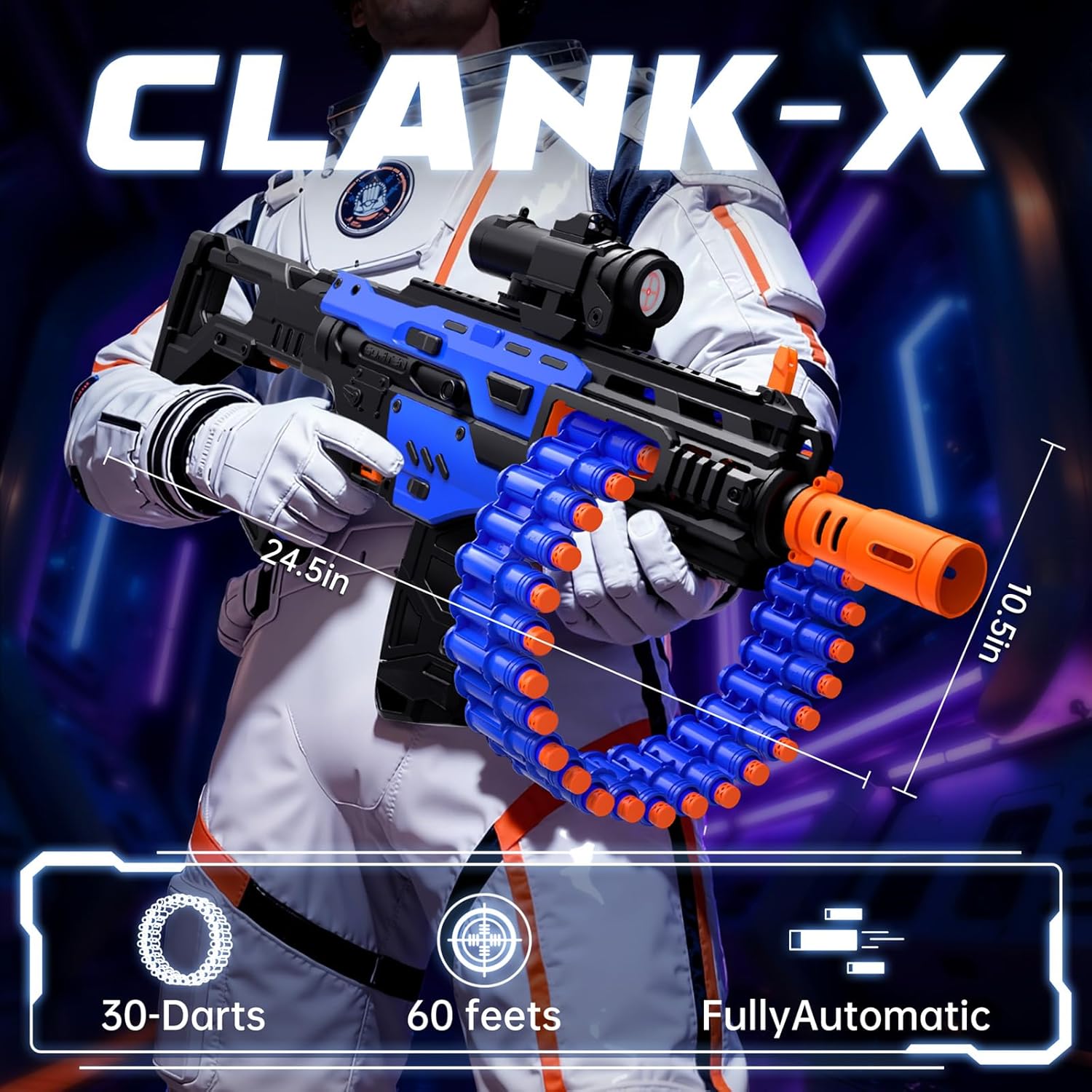 Thumbnail 1 de SOFITEN Electric Automatic Toy Gun with Scope: 30-Dart Drum, 100 Darts, and Fully Loaded Battle Kit