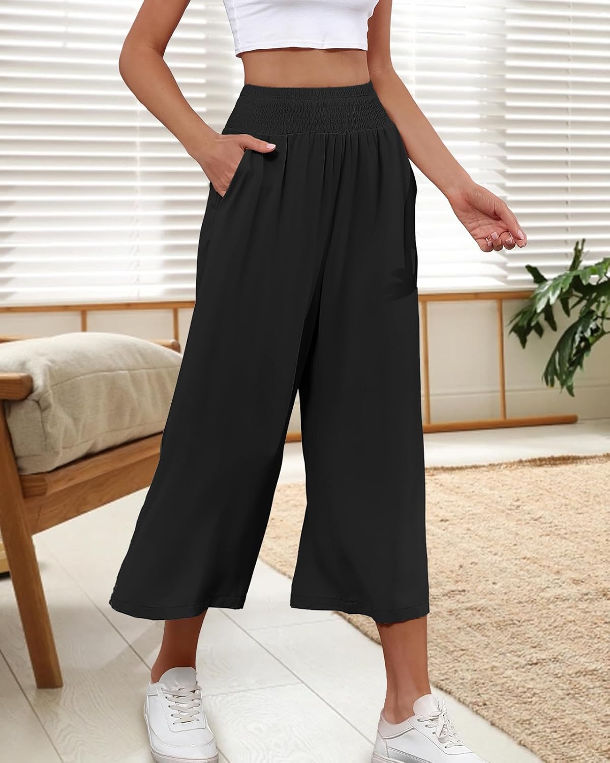 Thumbnail 2 de HMIYA Damen 3/4 Culotte Hose – Leichtes, weit fallendes Bein, Sommer-Style