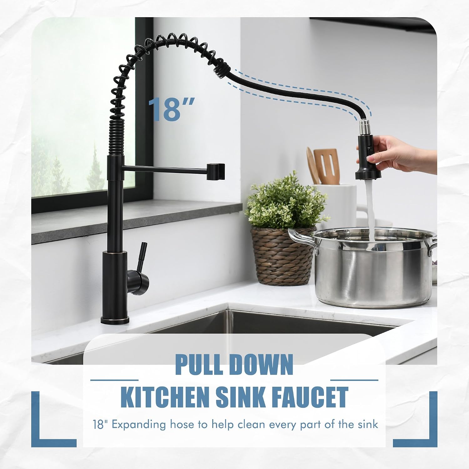 Detalle de GIMILI Oil Rubbed Bronze Kitchen Faucet with Pull-Down Sprayer