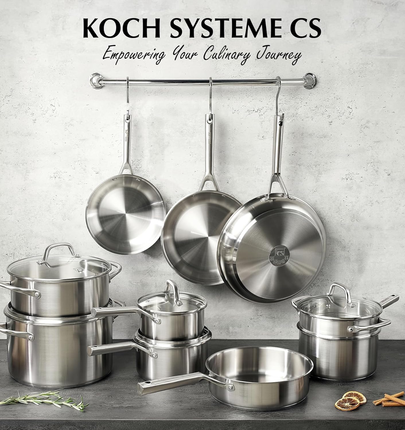 Detalle 2 de KOCH SYSTEME CS 17-Piece Stainless Steel Cookware Set (18/10, 5-Layer Base)