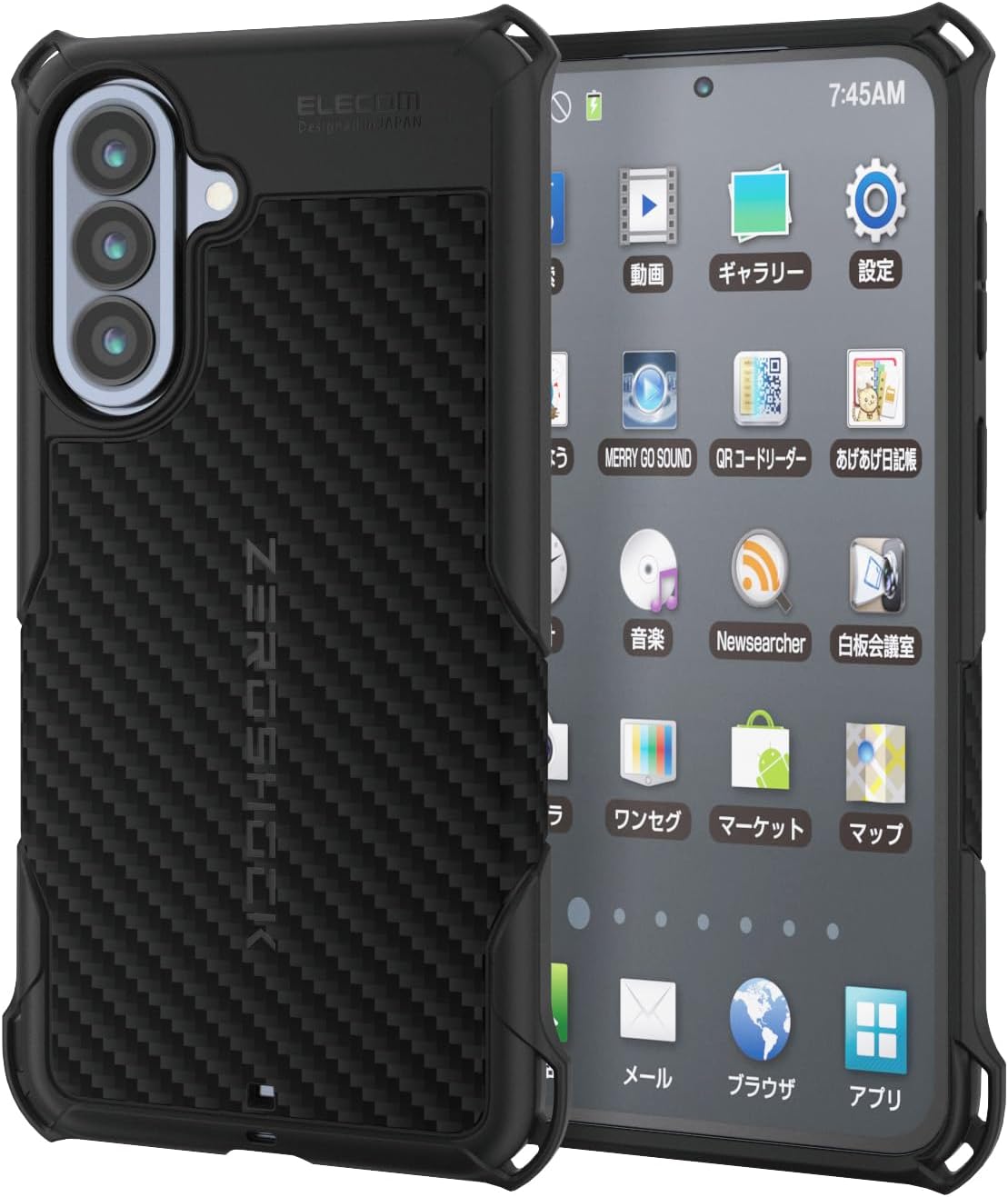 Detalle de エレコム PMWG265ZEROGBK Galaxy A57 5G(SC-54G)用ケース ZEROSHOCK 四つ角ダンパー・レンズ保護 ブラック