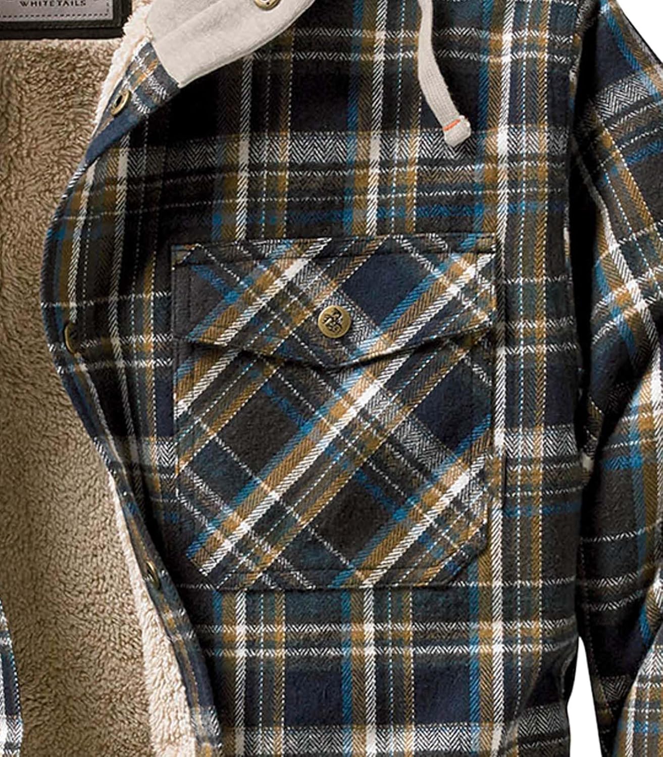 Detalle 2 de Legendary Whitetails Men's Hooded Shirt Jacket: Plaid Flannel Berber-Lined Shacket