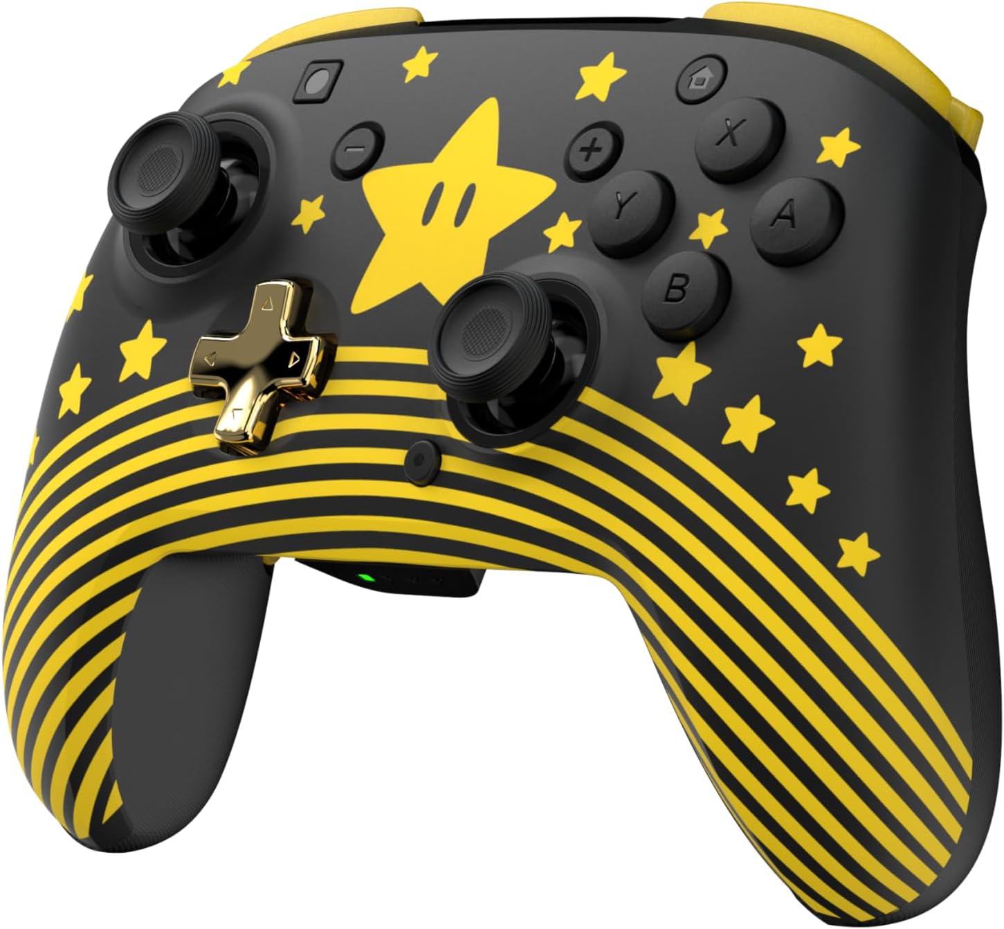 Detalle de Manette sans fil Turtle Beach Rematch Super Mario Star (Nintendo Switch) – design phosphorescent, recharge intégrée (bouton C indisponible)