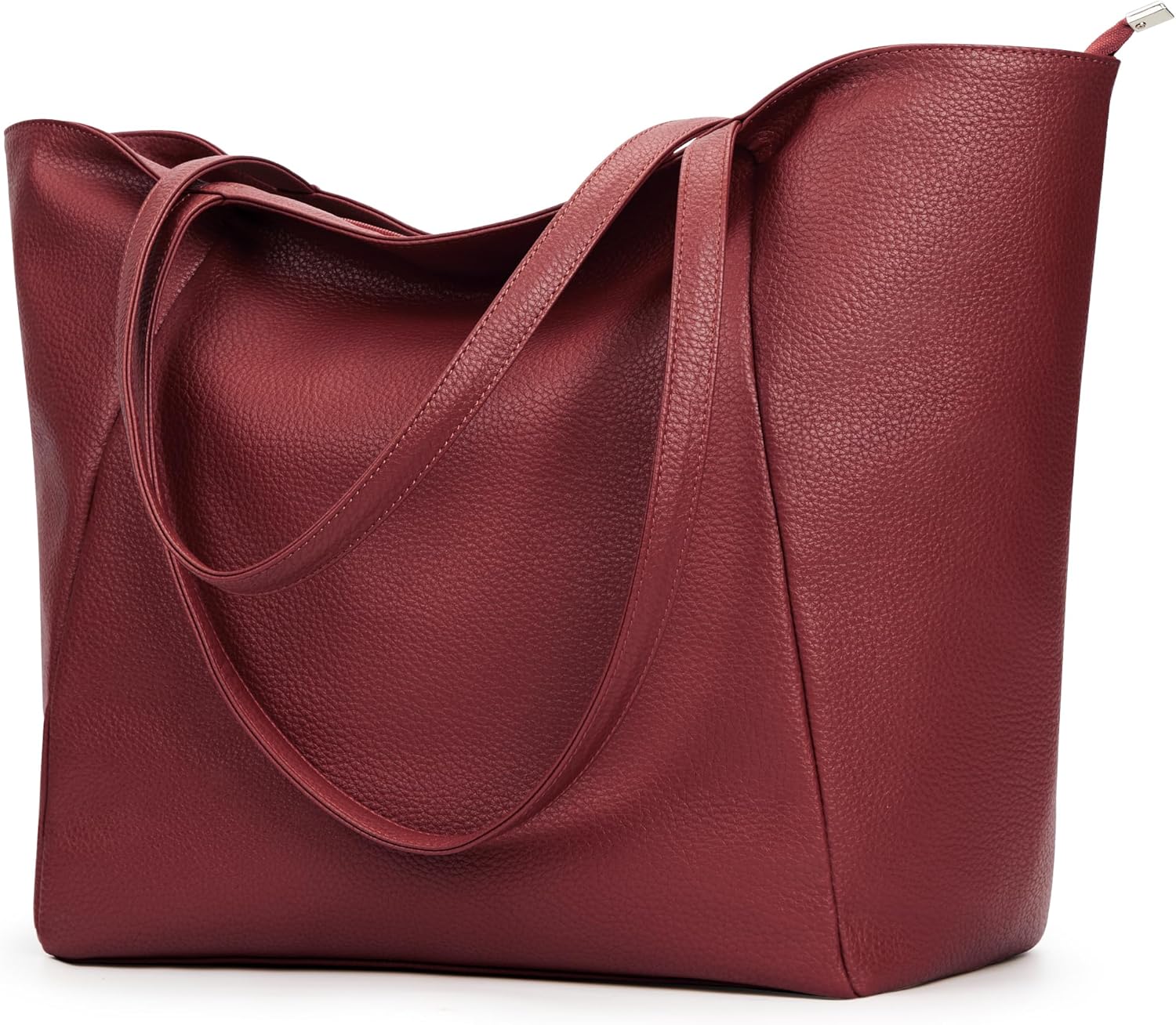 KALIDI Handtasche Damen Shopper – Große Tote aus PU-Leder mit Reißverschluss