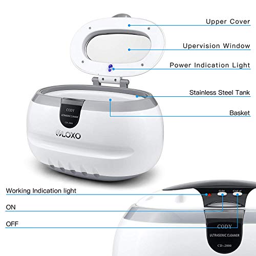 Detalle de VLOXO CD-2800 Ultrasonic Cleaner for Jewellery – 600ml, 50W, 42kHz