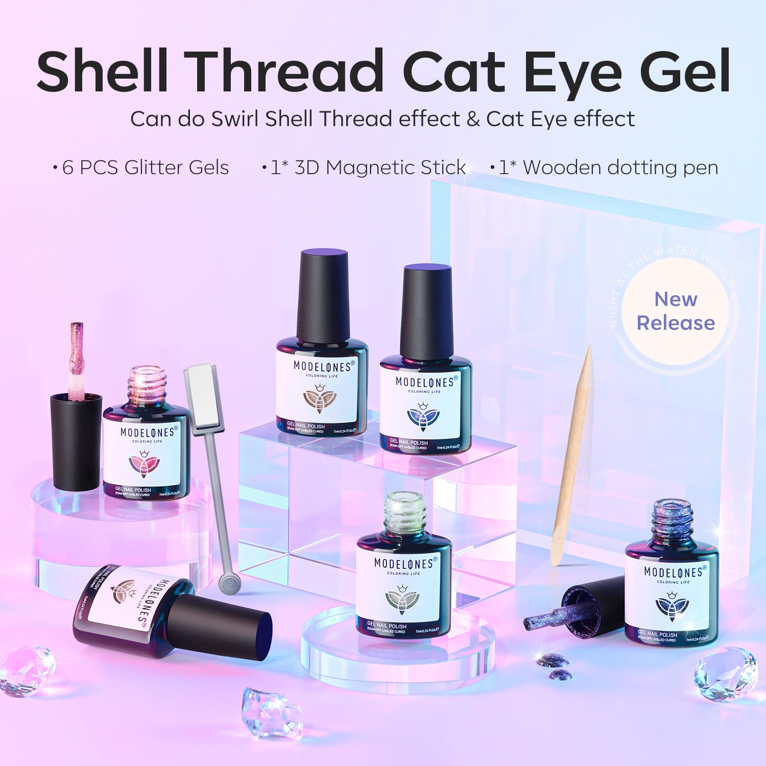 Detalle 2 de Modelones Cat Eye Gel Nail Polish, 6-Color Set