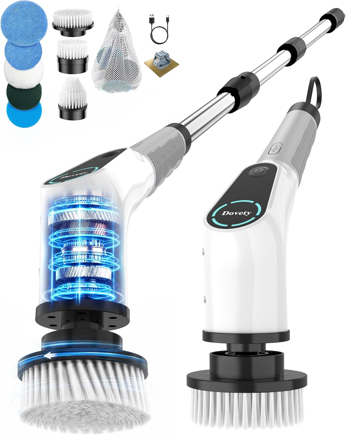 Detalle de Dovety Electric Spin Scrubber: 8-Head Shower Cleaning Power with Extendable Handle