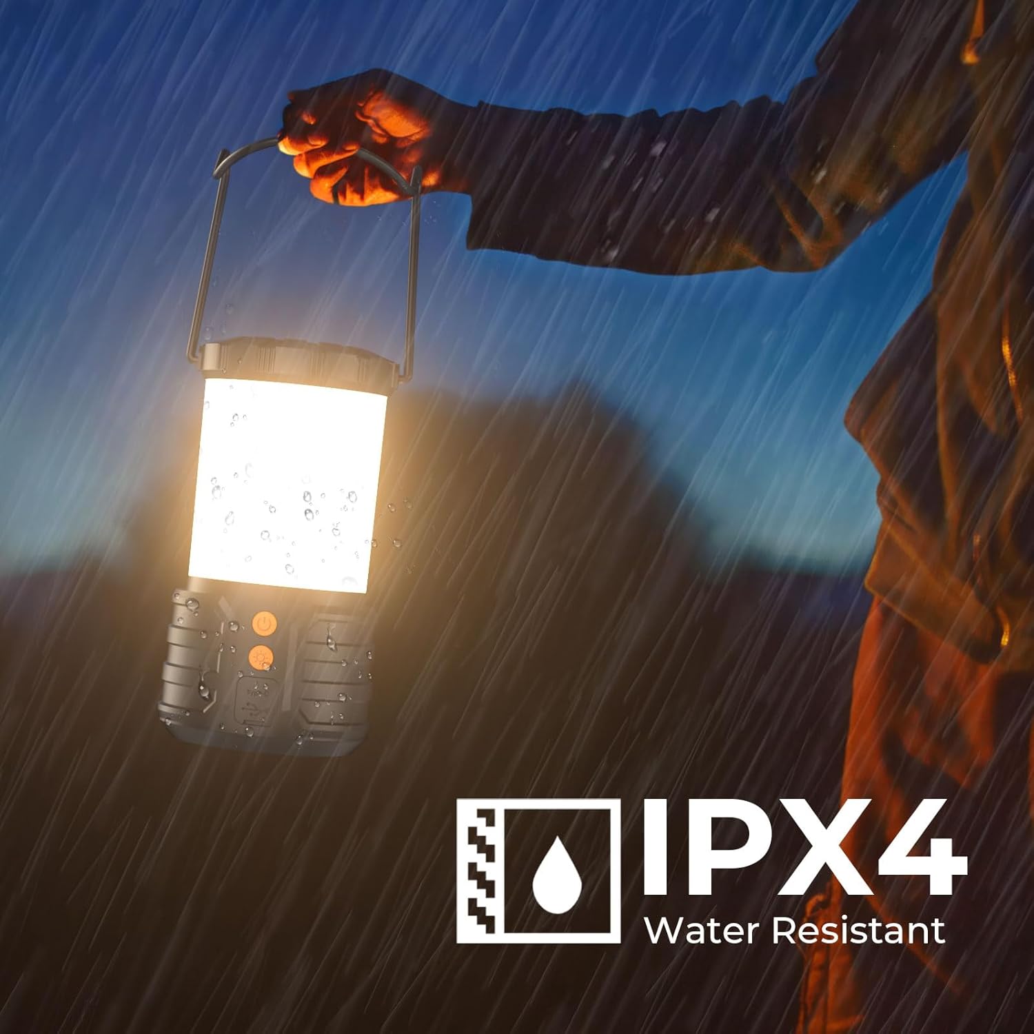 Detalle de Rechargeable LED Camping Lantern with 5000mAh Battery, 3 Colours & IPX4 Waterproof (Power Bank Design)
