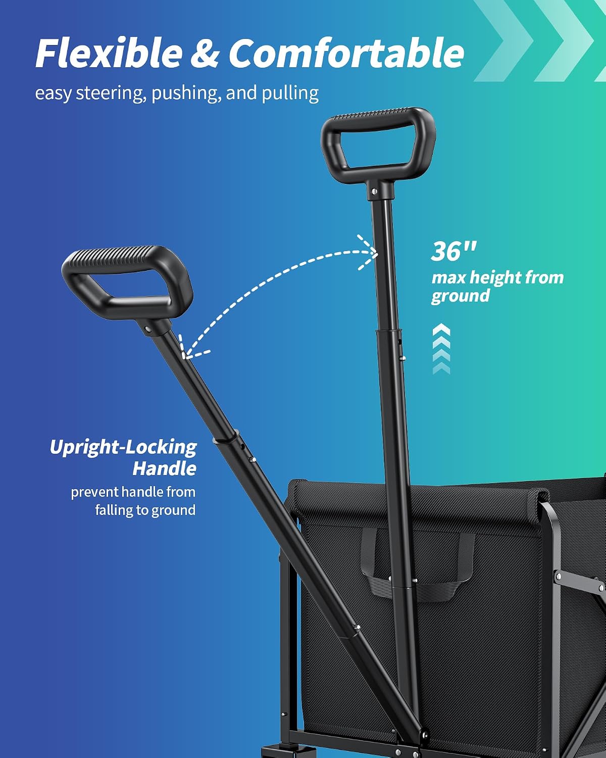 Detalle de WiseBegan 21007 Collapsible Wagon, 80 L, 200 lb Capacity, Black