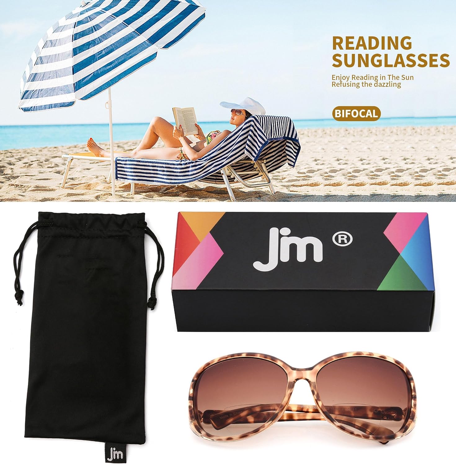 Thumbnail 6 de JM Classic Bifocal Reading Sunglasses for Women – Vintage Oval Outdoor Readers