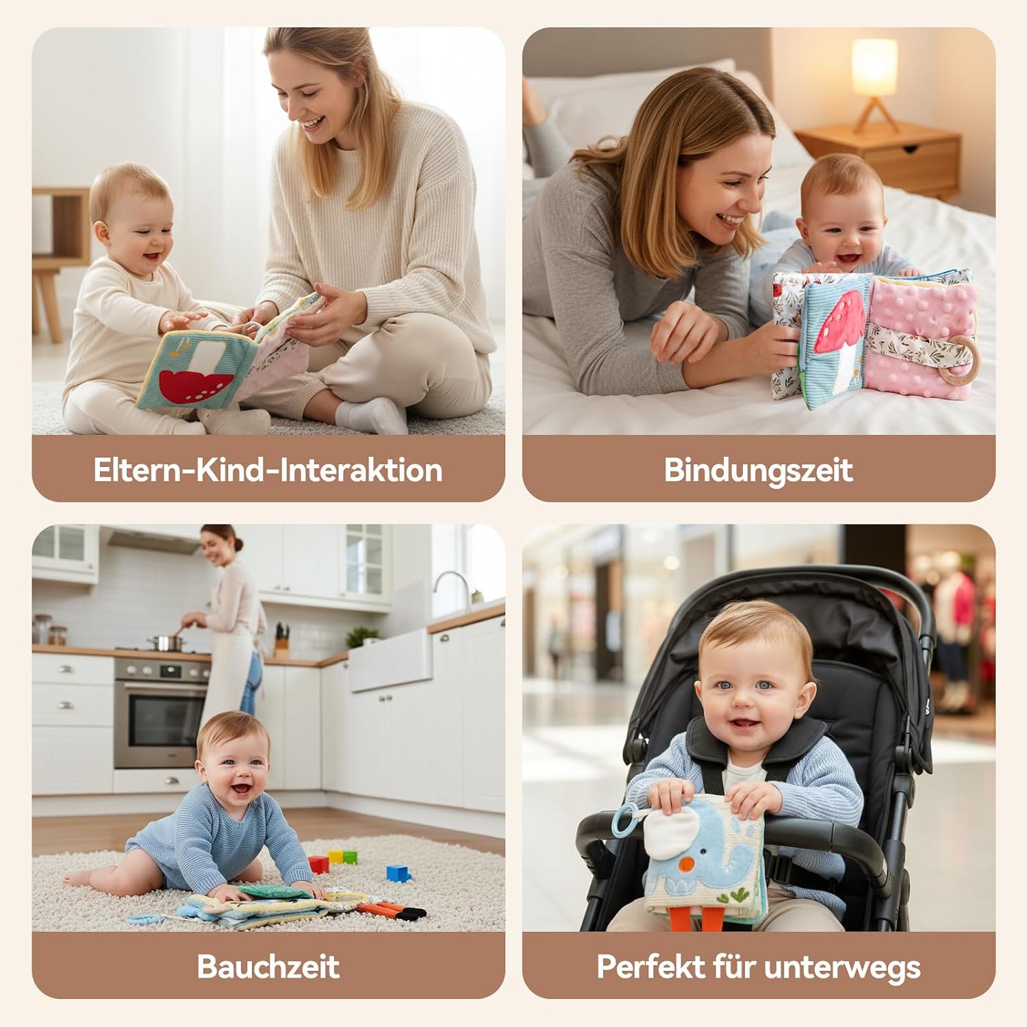 Thumbnail 5 de WOODEN TEETHER Baby Soft Books 0–6 Months sensory book
