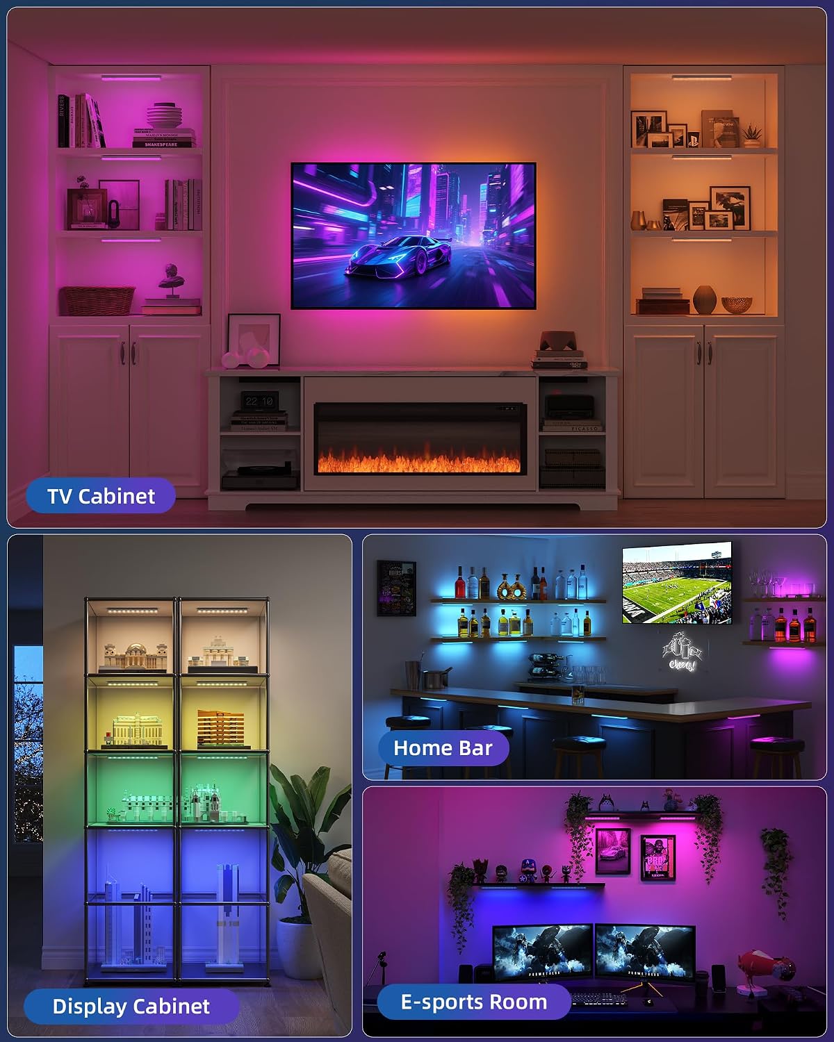 Detalle de EZVALO 80RGB Color Changing Under Cabinet Lighting (Wireless, 6-Pack)
