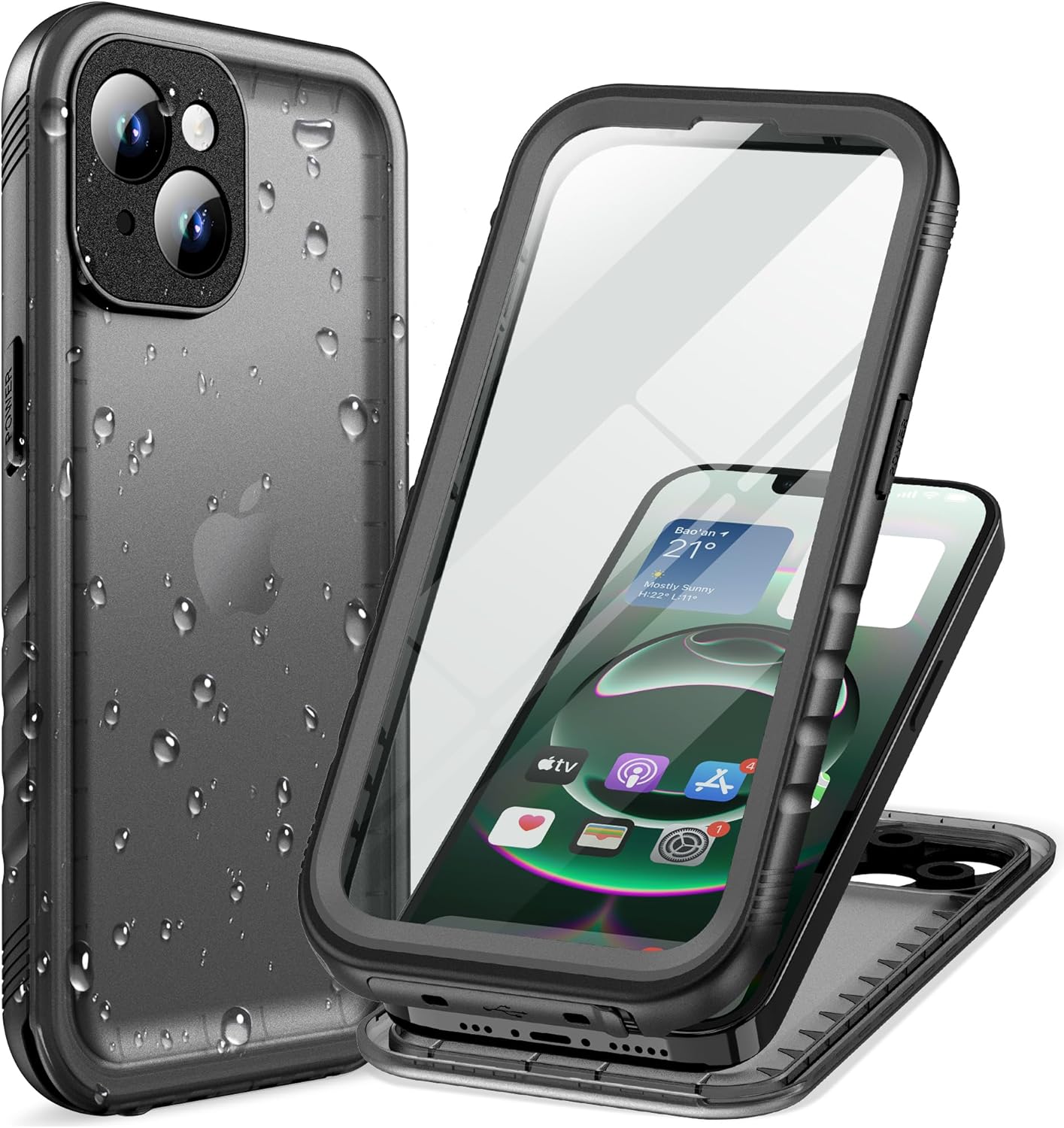 Detalle de Cozycase for iPhone 15 Case Waterproof — 360 Heavy Duty with Screen/Camera Protector