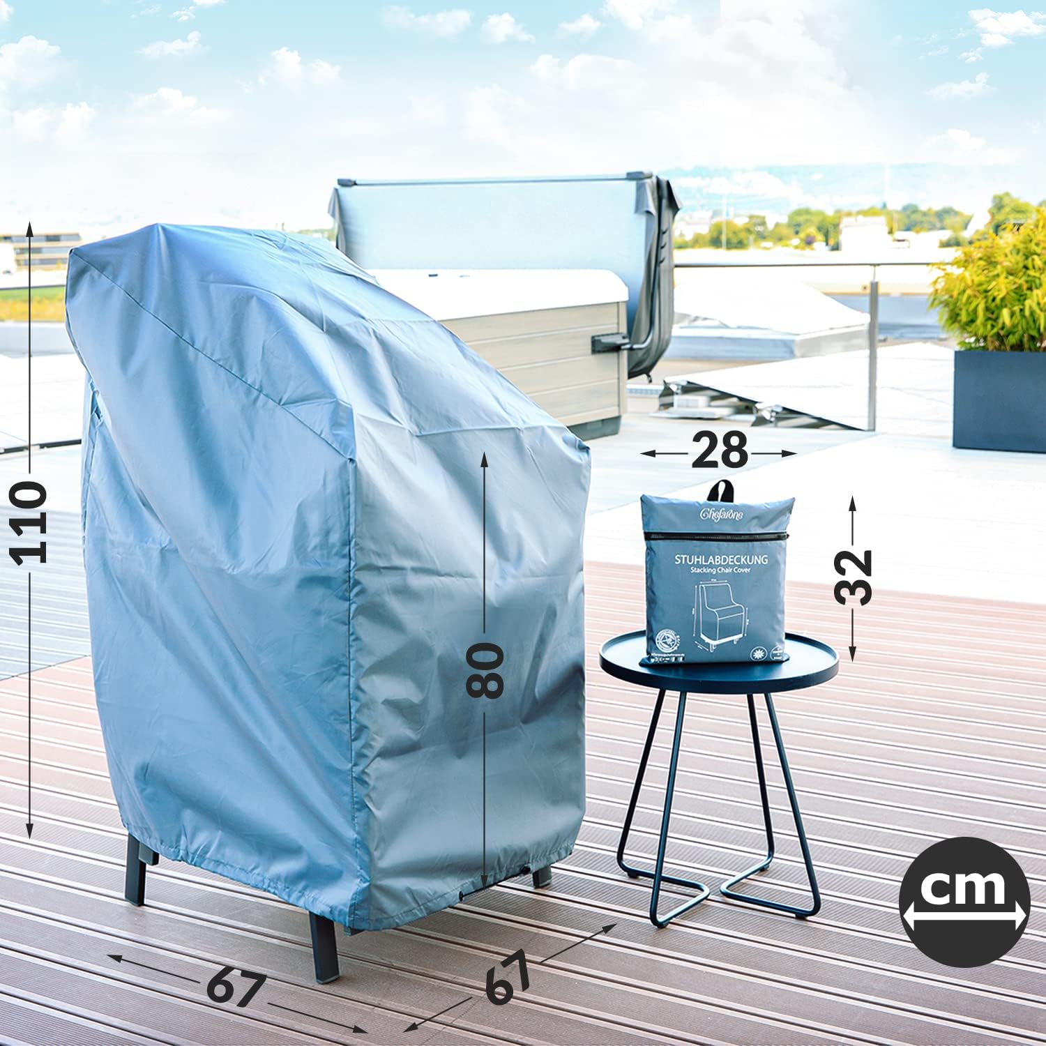 Detalle de Chefarone CHEF000027 stolöverdrag i 420D-polyester med dragsko