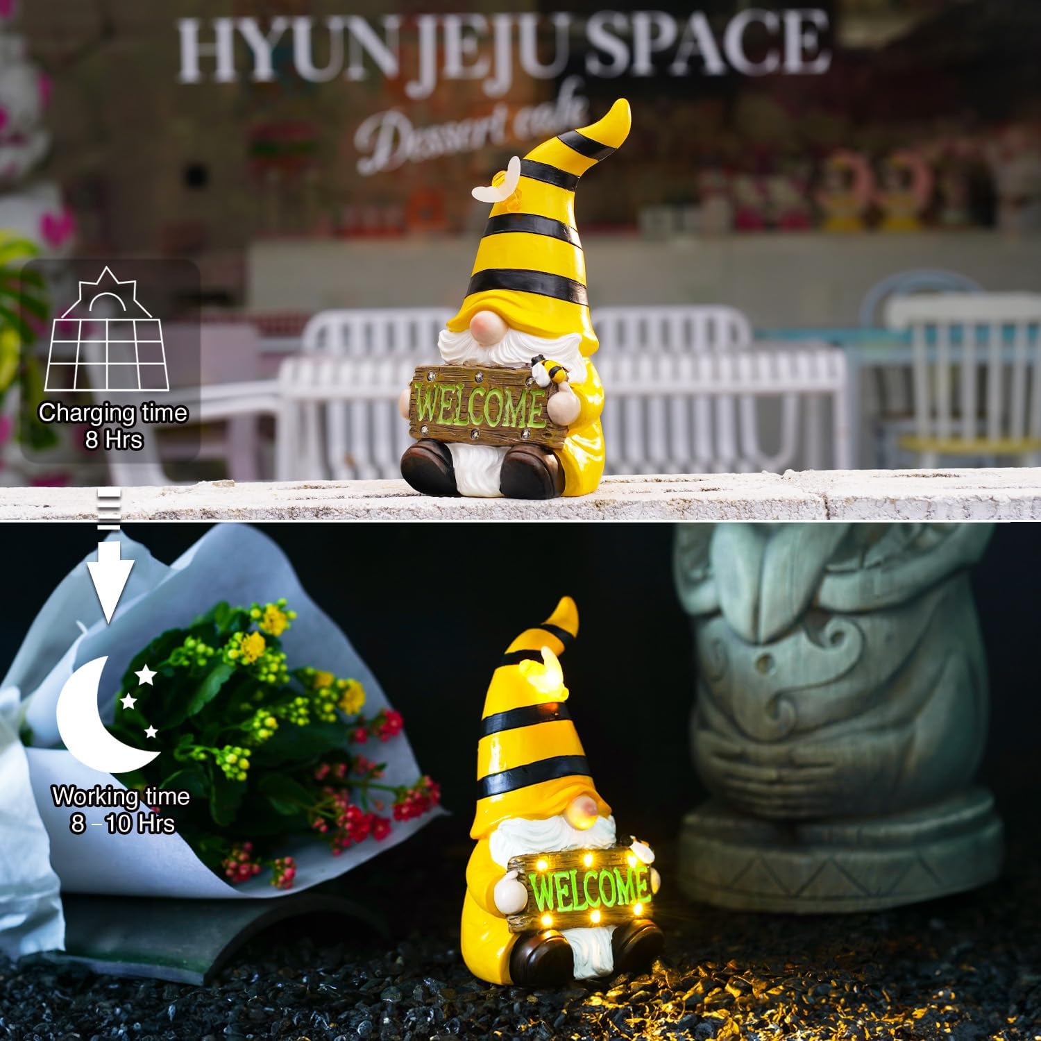 Thumbnail 4 de Goodeco Solar Yellow Bee Gnome Statue
