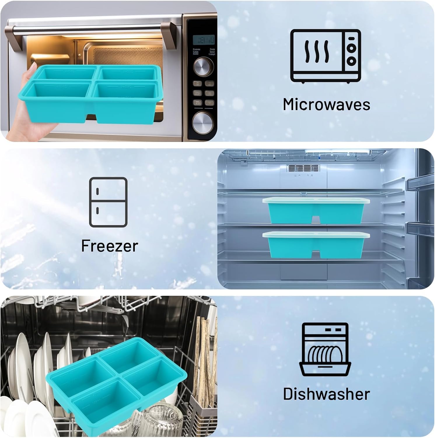 Thumbnail 5 de Silicone Cube Soup Freezer Mould 4-compartment