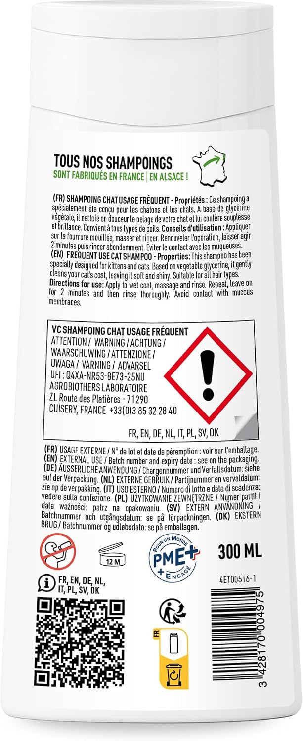 Detalle de Vetocanis Shampoing Chat Dermoprotecteur à usage fréquent (glaçrine végétale) 300 ml