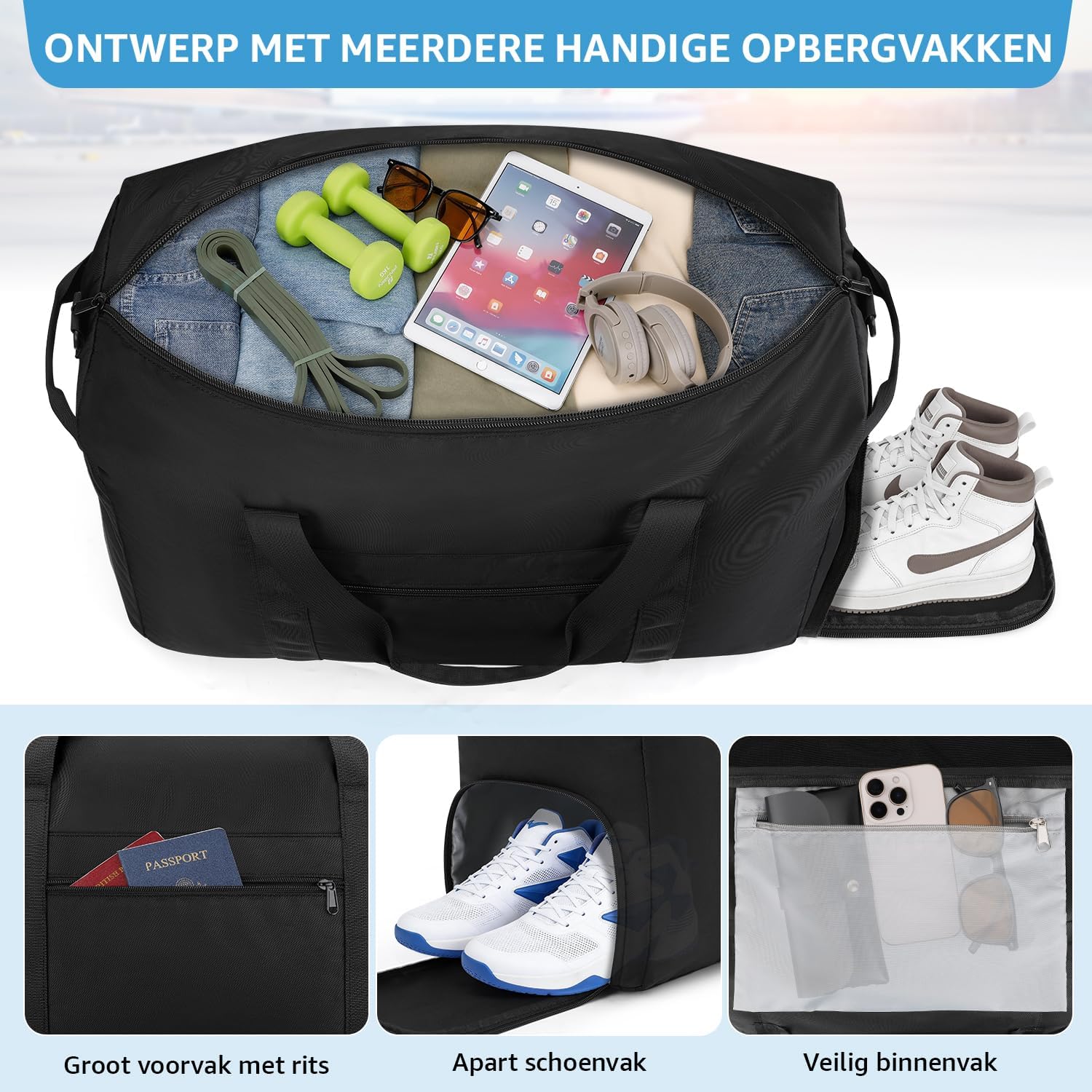 Thumbnail 2 de ETRONIK Grote reistas 50L met schoenenvak, waterafstotend en als handbagage