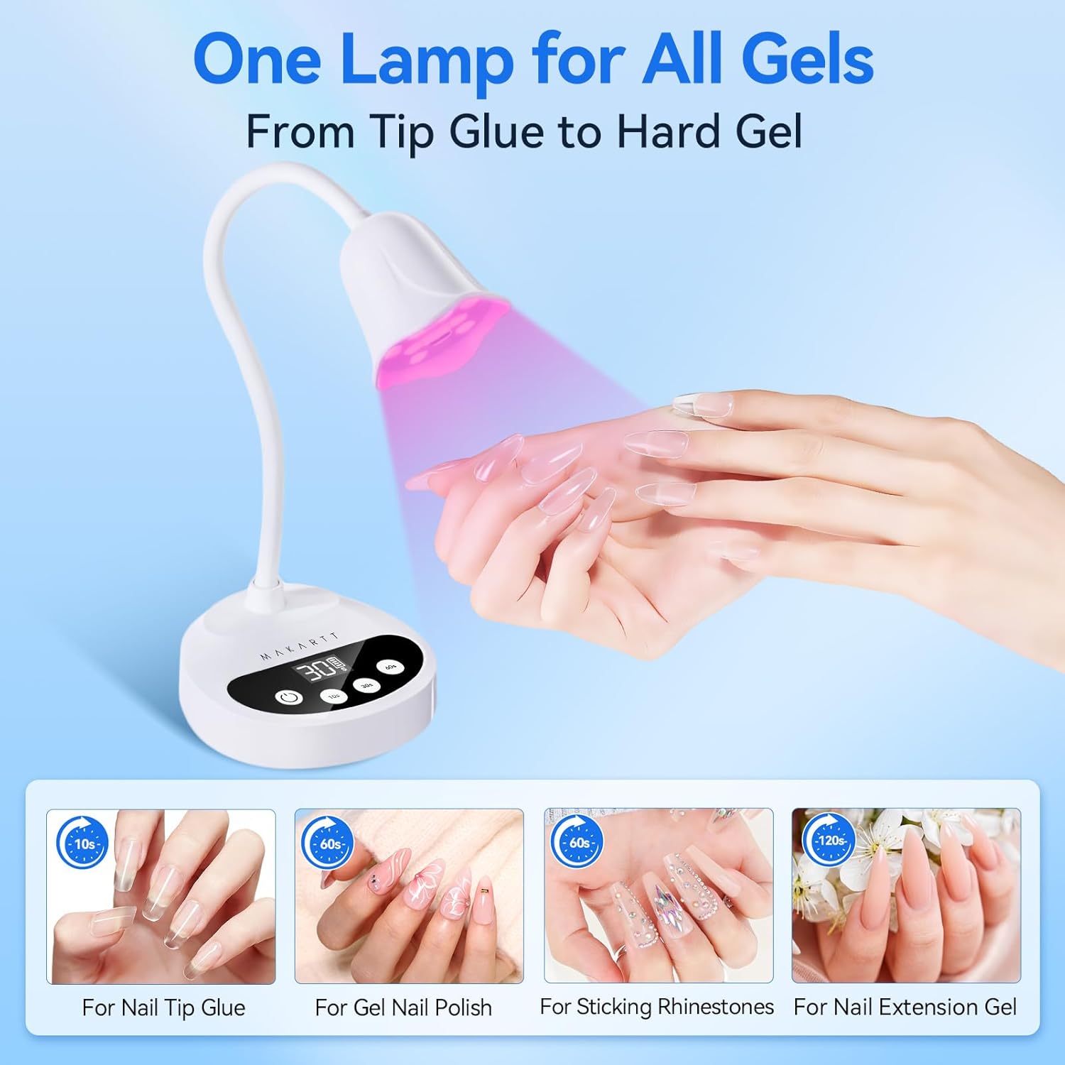 Thumbnail 3 de Makartt UV LED Nail Lamp (Cordless Flash Cure) with USB-C Charging, Gooseneck & Auto Sensor