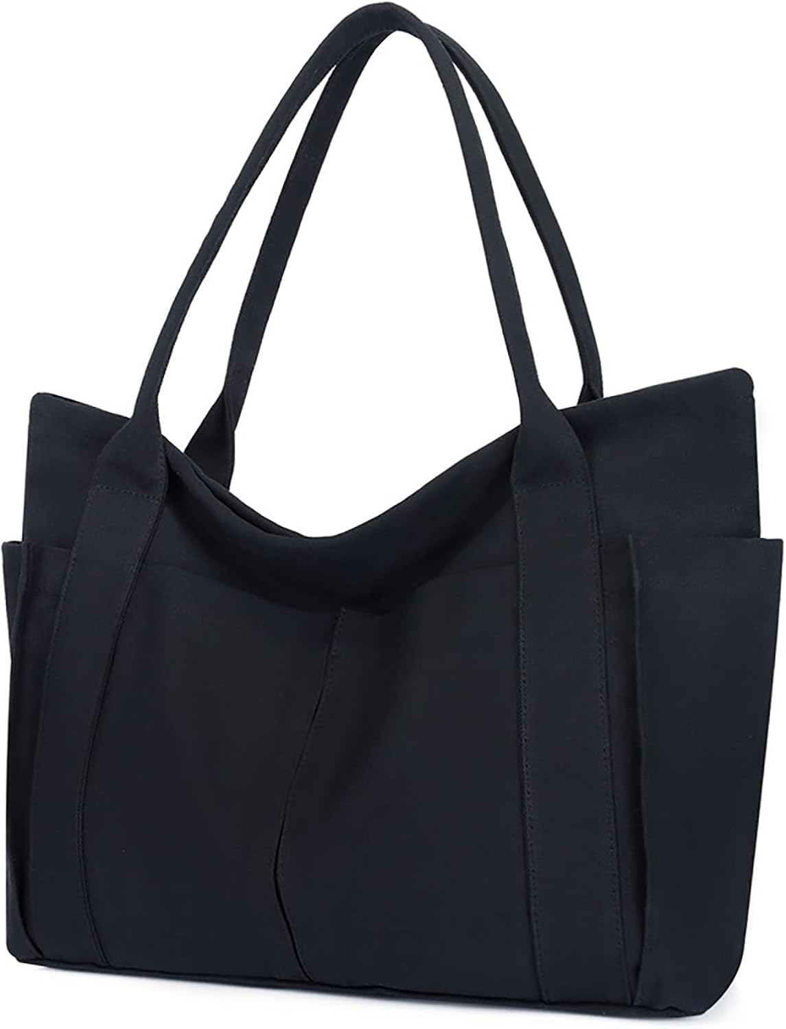 Detalle de Damen Große Canvas Tote Bag Shopper – Einfarbige Großtasche für Alltag, Schule und Reise