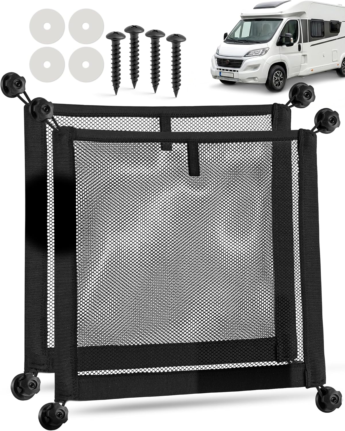 Vicera Filet de rangement pour bagages (set de 2) noir – organisateur pour camping-cars, vans et bateaux
