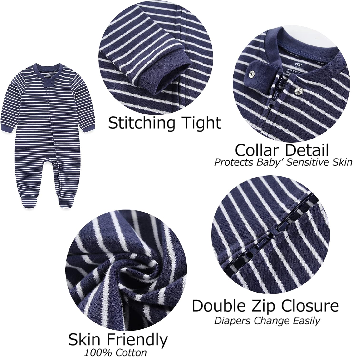 Thumbnail 2 de MAMIMAKA Newborn Sleepsuit 2‑Way Zip Pajamas