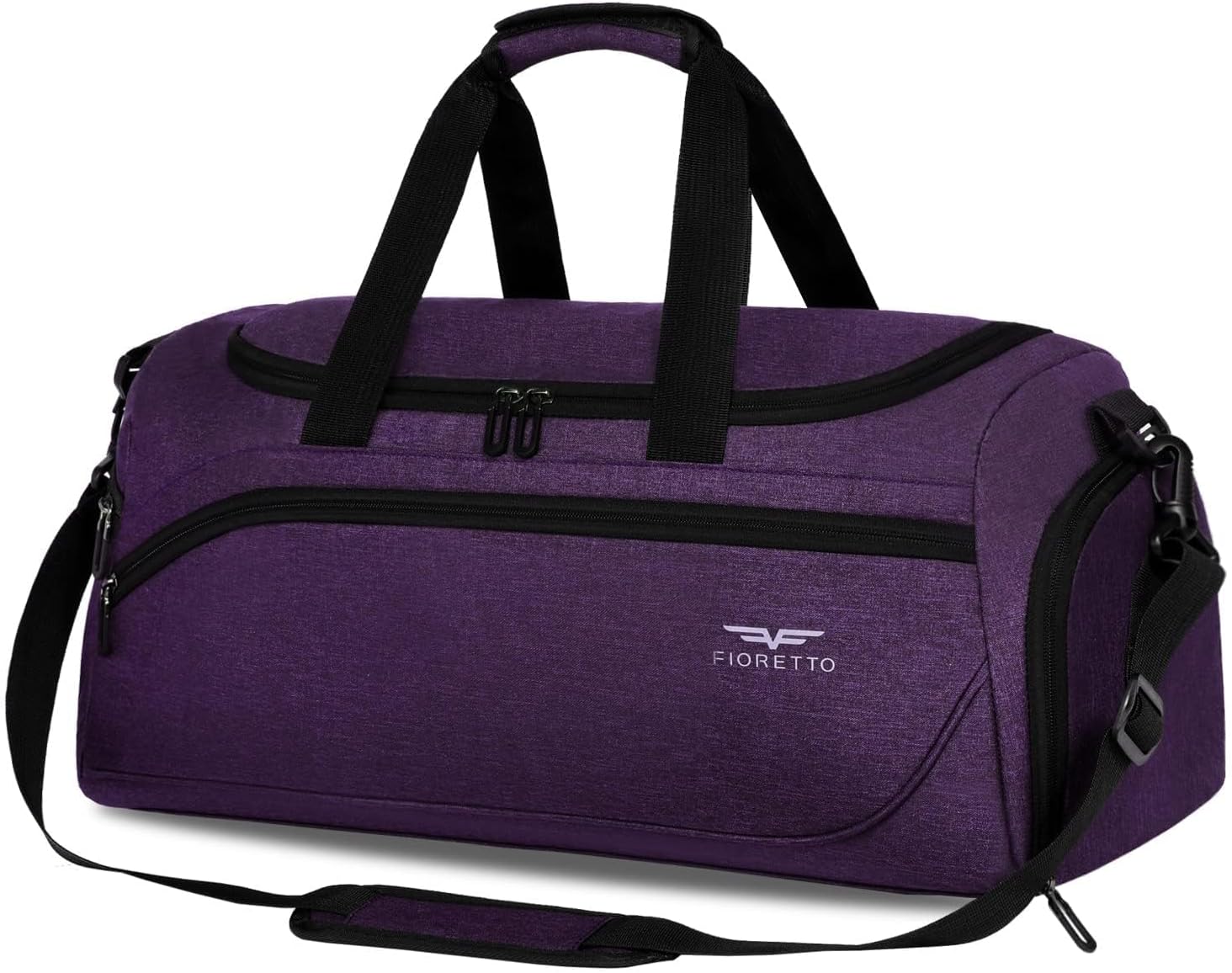 Detalle de FIORETTO 50L Sporttasche & Reisetasche mit Schuhfach und Nassfach (lila)