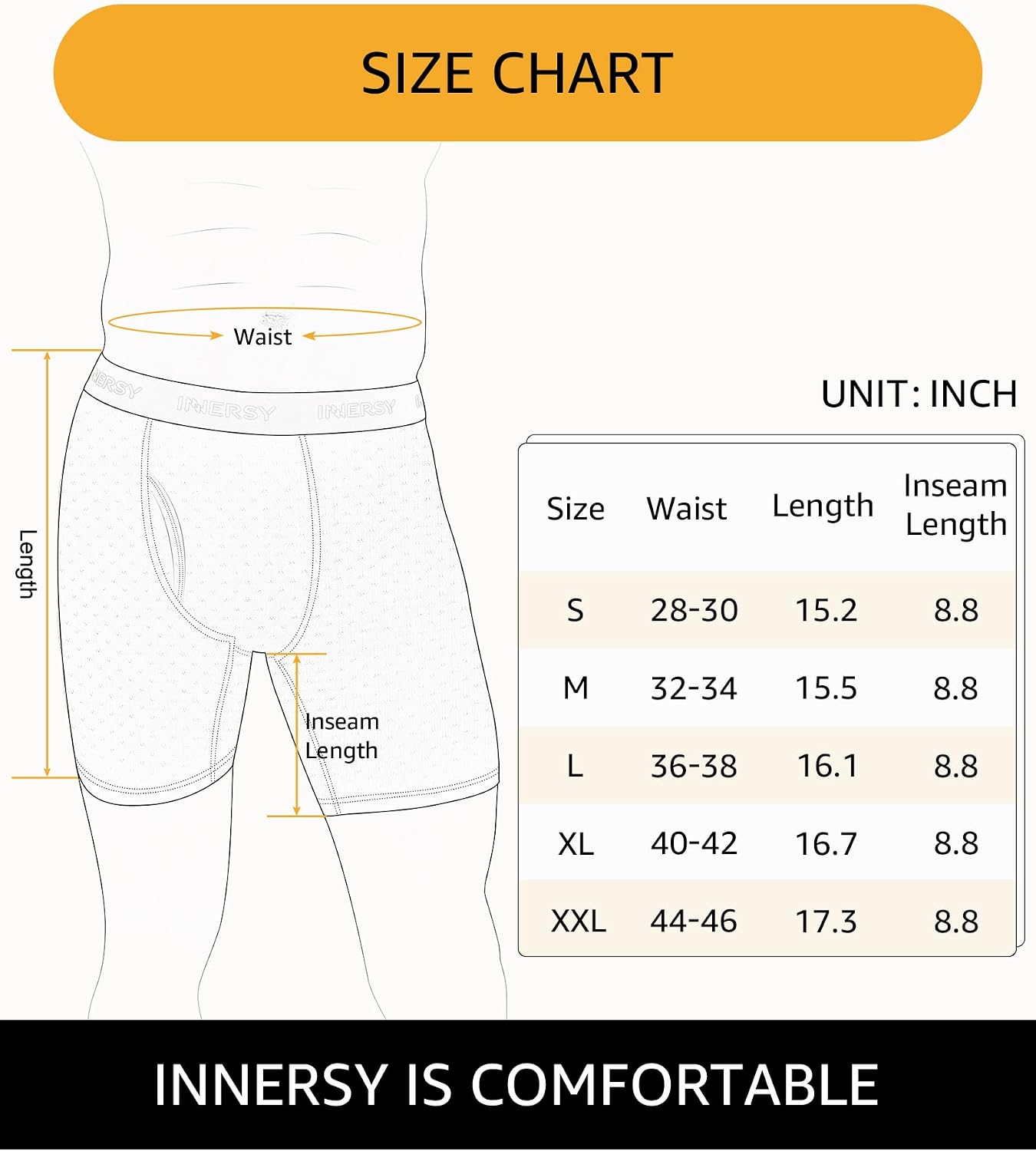 Detalle 2 de INNERSY Men's Long Leg Boxers Shorts Anti Chafing Underwear – Pack of 3
