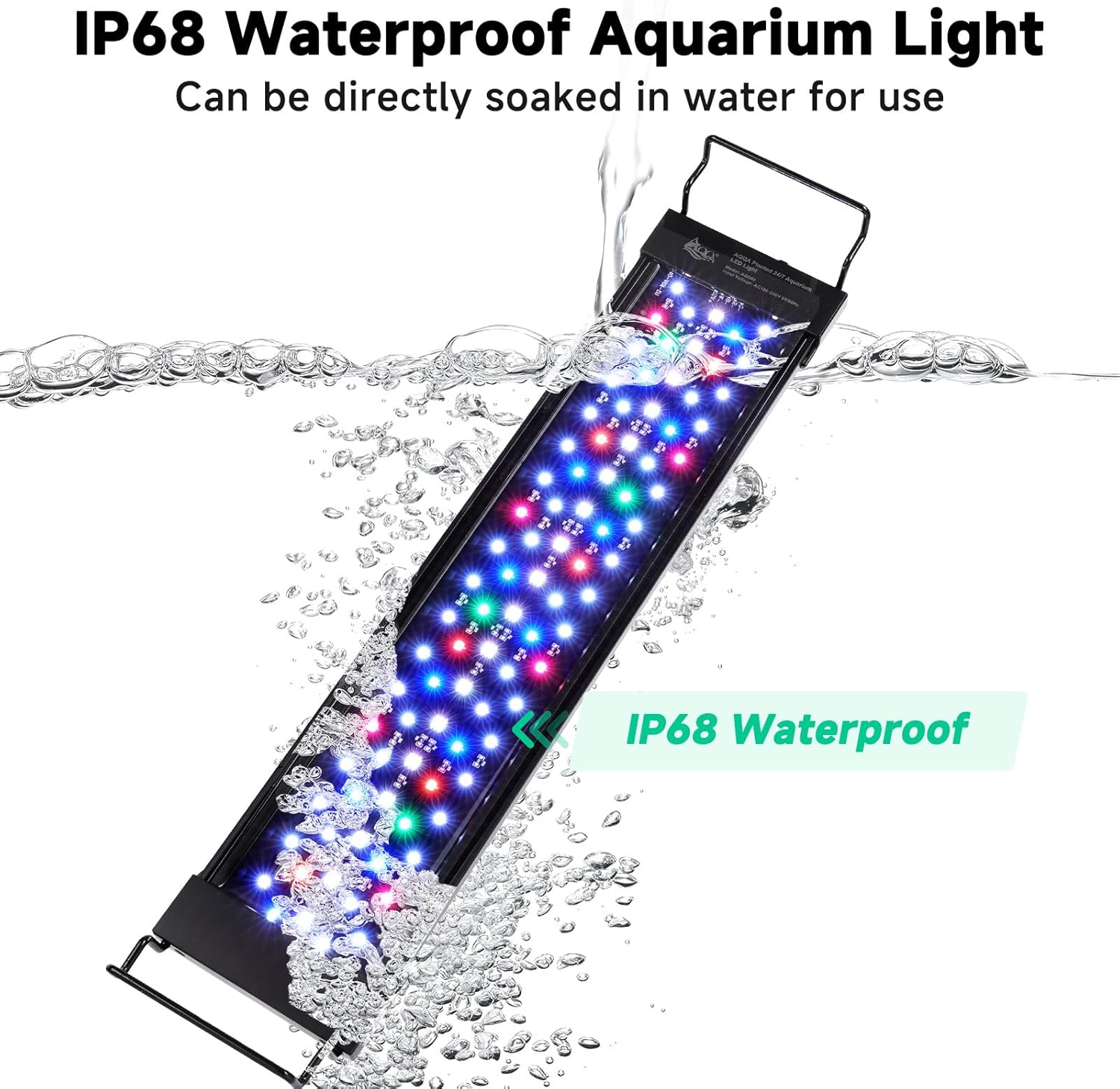 Detalle de AQQA LED Aquarium Light, 12W Full Spectrum with 24/7 Mode and Extendable Bracket
