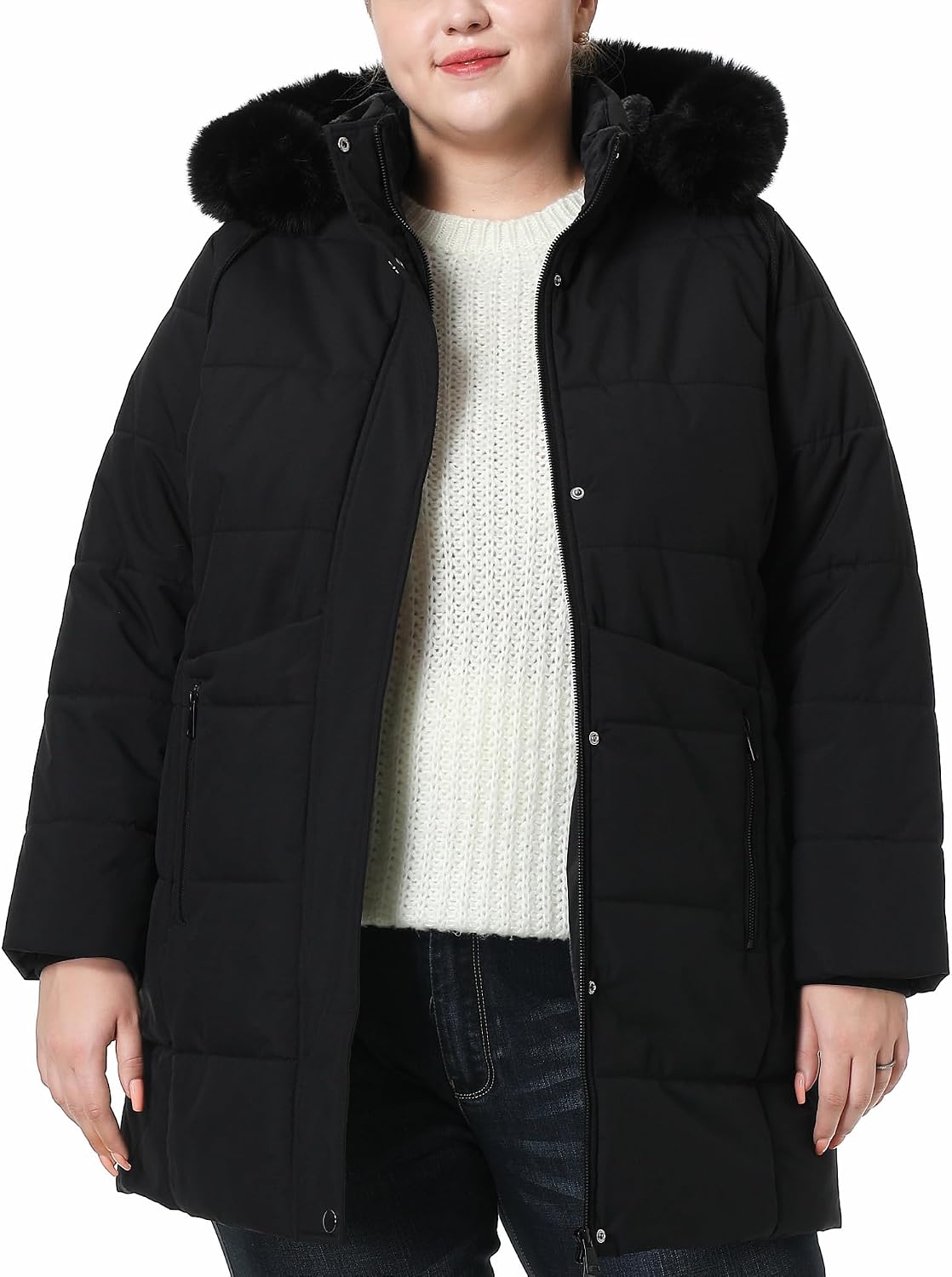 Detalle 2 de Pefflarge Women's Plus Size Down Coat Waterproof Parka