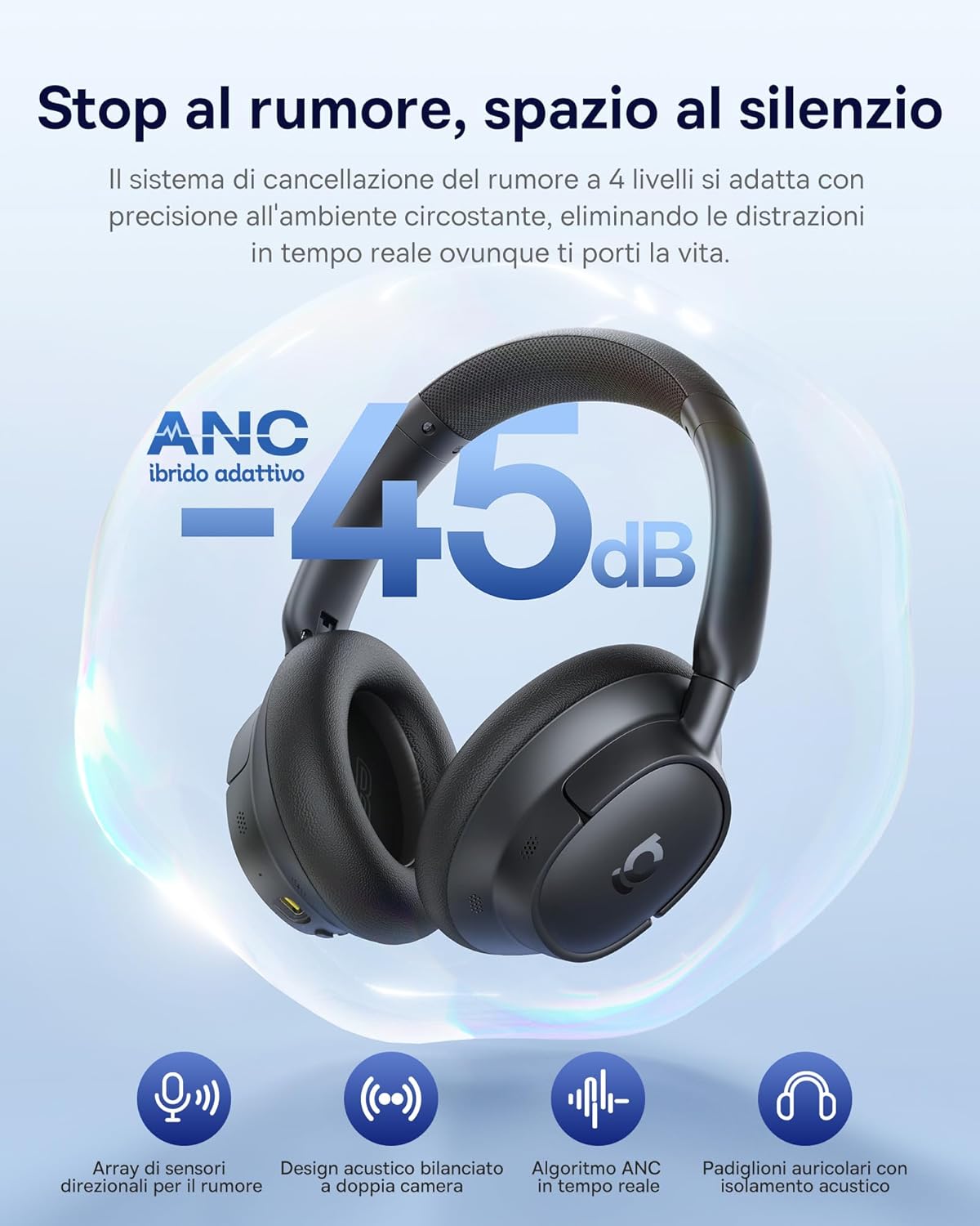 Detalle 2 de Baseus EH10 NC Cuffie Bluetooth ANC 45dB