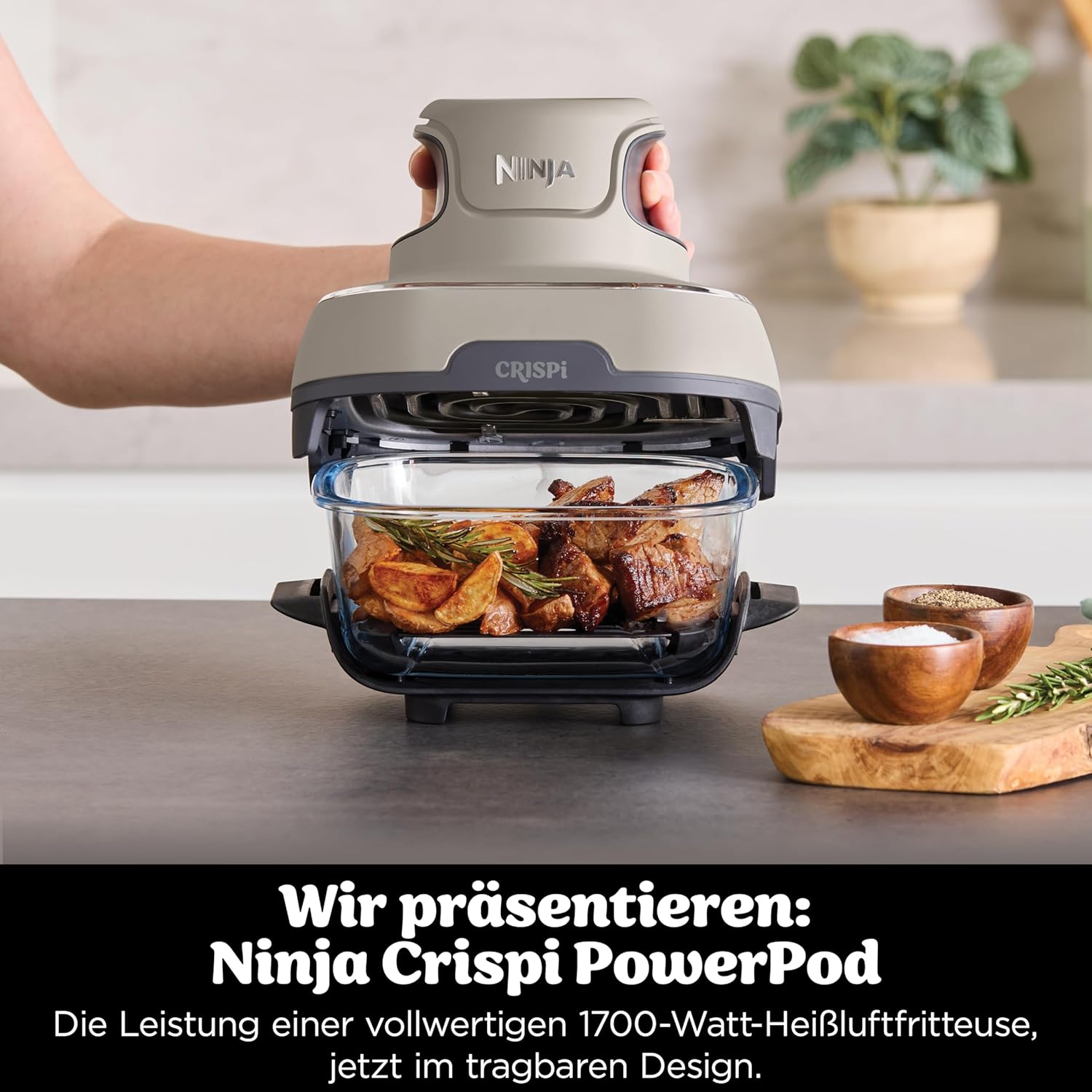 Thumbnail 2 de Ninja CRISPi Tragbare Air Fryer Heißluftfritteuse 3,8 l – 4-in-1, Stein FN101EUST