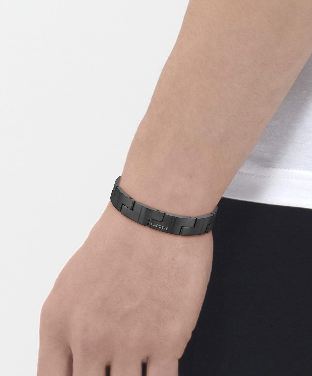 Detalle de Lacoste Armband Catena aus Edelstahl – verstellbares Herrenarmband mit Knebelverschluss