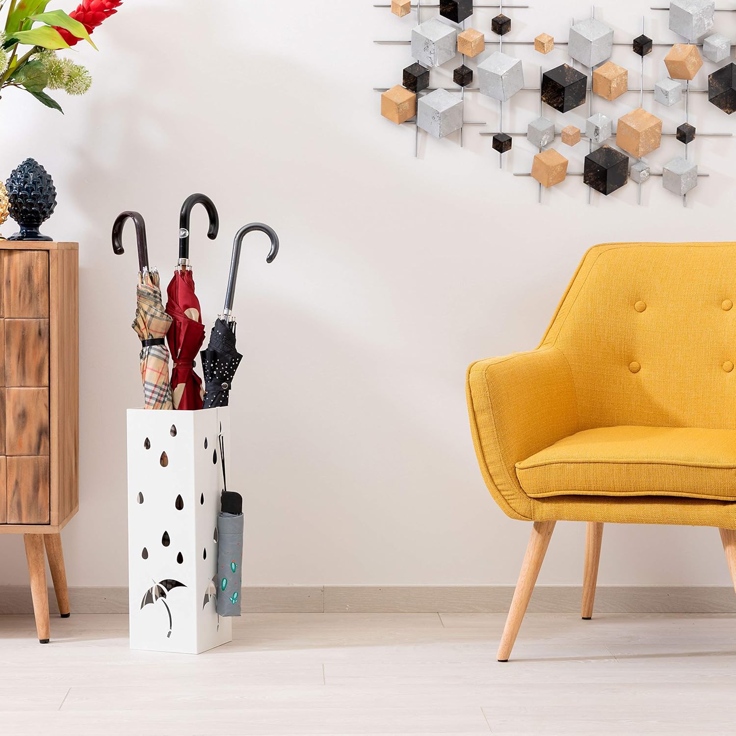 Thumbnail 4 de Baroni Home Portaombrelli Design – Portabombrelli moderno in metallo con intagli e vaschetta scolapioggia