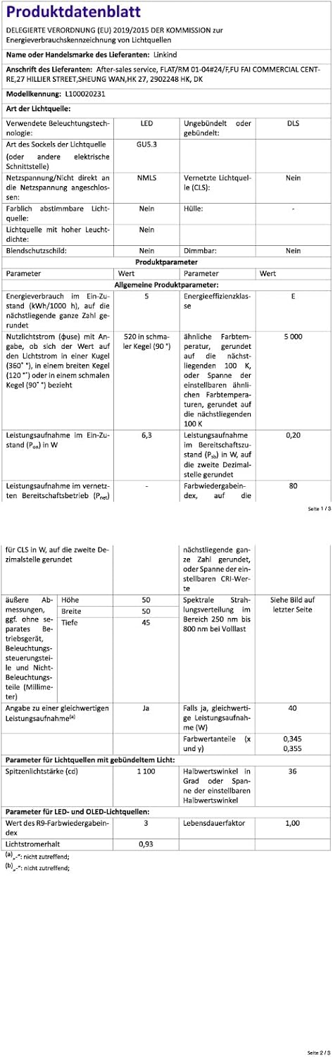 Thumbnail 10 de Linkind Bombilla LED GU5.3 MR16 12V, 36° Blanco frío, Pack de 5